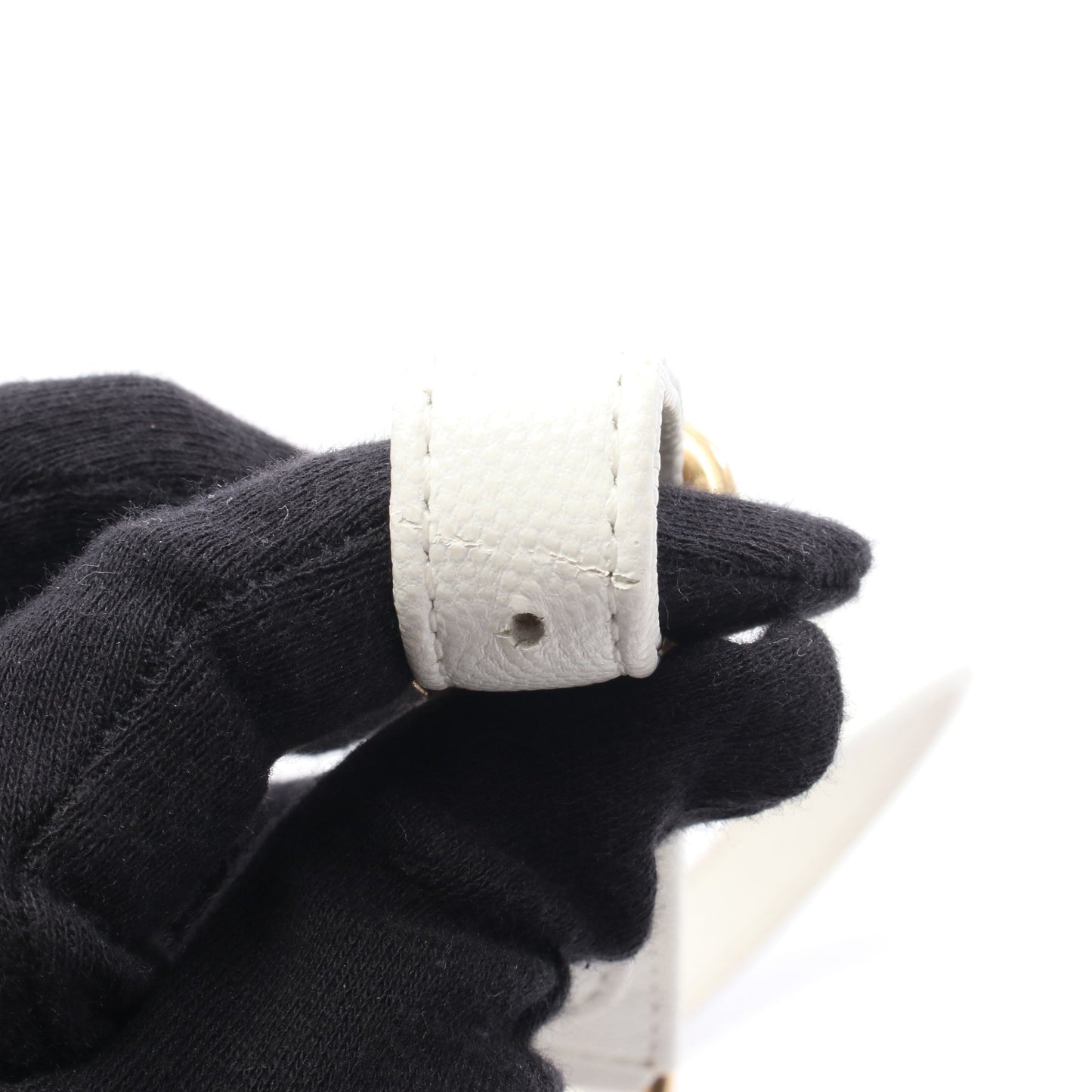 マトラッセ トップハンドル チェーンショルダーバッグ キャビアスキン ホワイト ゴールド金具 シャネル バッグ CHANEL