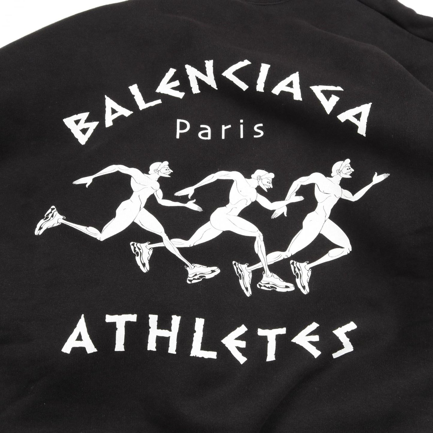 ATHLETES スウェットシャツ クルーネック コットン ブラック ダメージ加工 バレンシアガ トップス BALENCIAGA