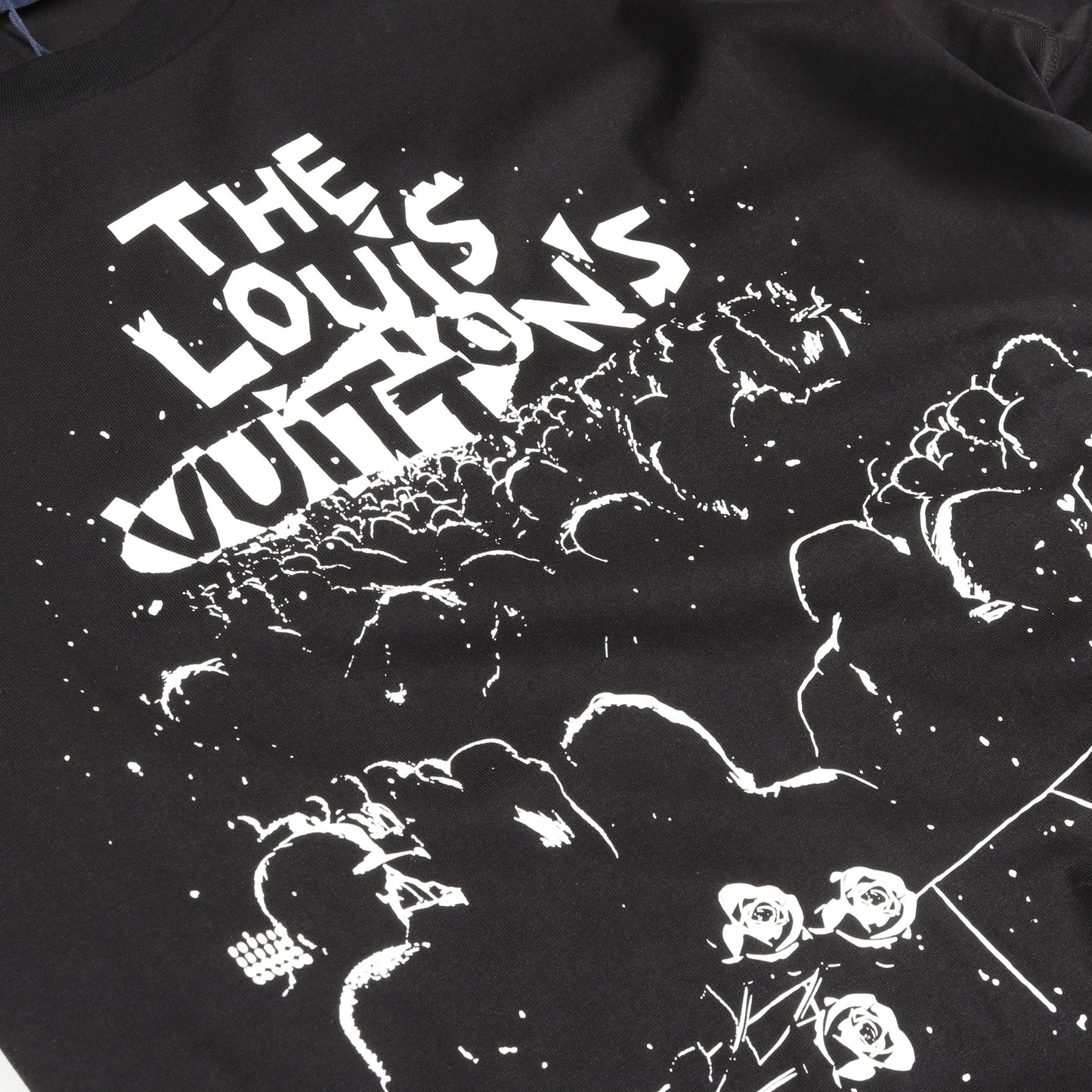 LVコンサート プリント Tシャツ クルーネック コットン ブラック ルイヴィトン トップス LOUIS VUITTON