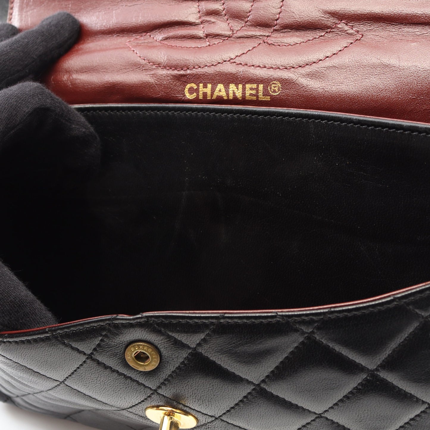 マトラッセ パリ限定 Wフラップ Wチェーンショルダーバッグ ラムスキン ブラック コンビ金具 シャネル バッグ CHANEL