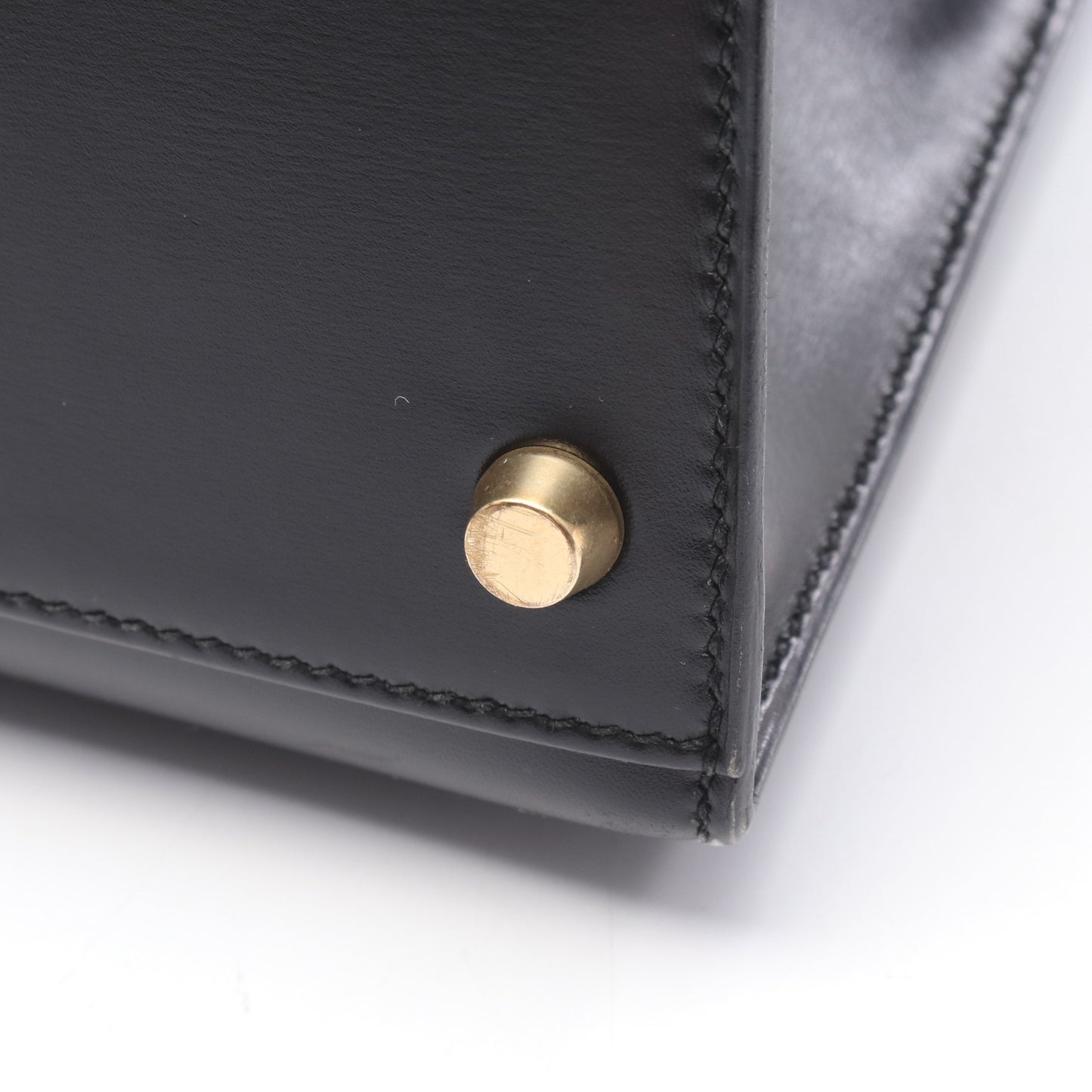 ケリー35 ハンドバッグ ボックスカーフ ブラック ゴールド金具 外縫い 2WAY ○Z刻印 エルメス バッグ HERMES