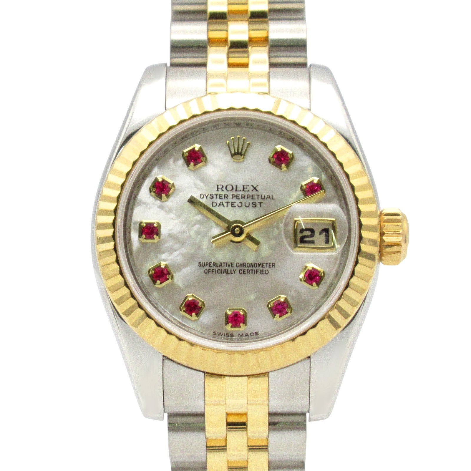 デイトジャスト 10Pルビー Z番 レディース 腕時計 自動巻き K18