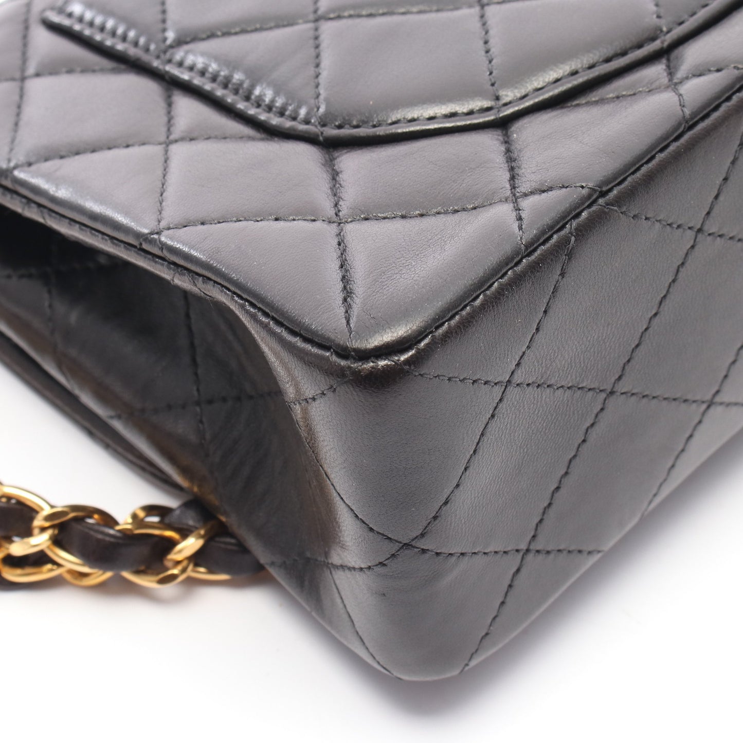 マトラッセ Wフラップ Wチェーンショルダーバッグ ラムスキン ブラック ゴールド金具 シャネル バッグ CHANEL