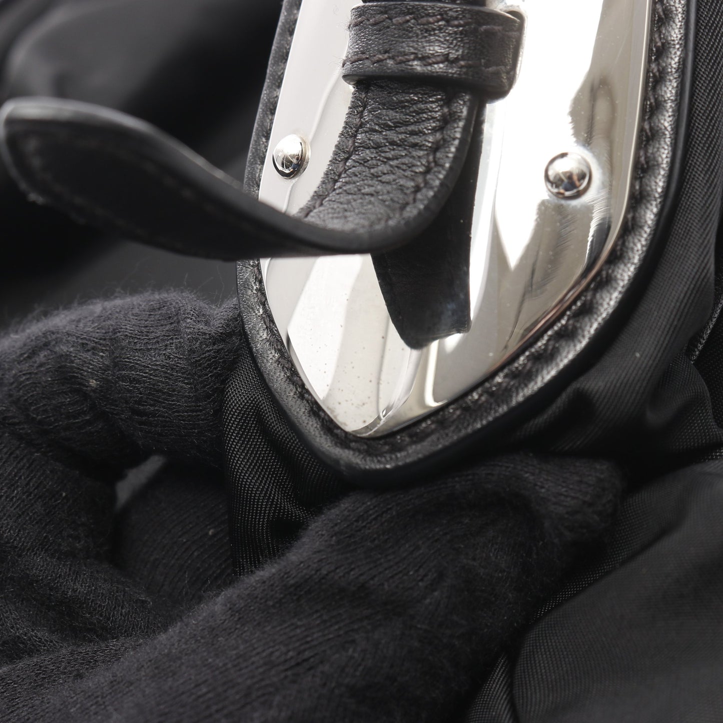 ショルダーバッグ ギャザー ナイロン レザー ブラック プラダ バッグ PRADA