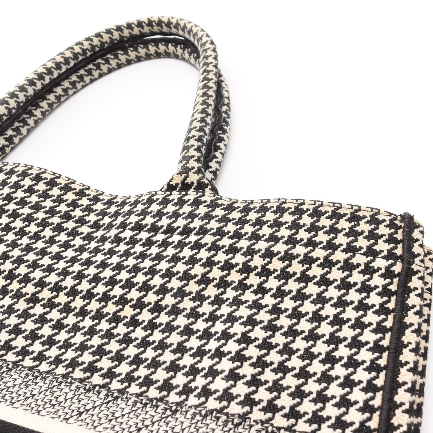 BOOK TOTE ブックトート ラージ ハンドバッグ トートバッグ 千鳥格子 キャンバス ブラック ホワイト クリスチャンディオール バッグ Christian Dior