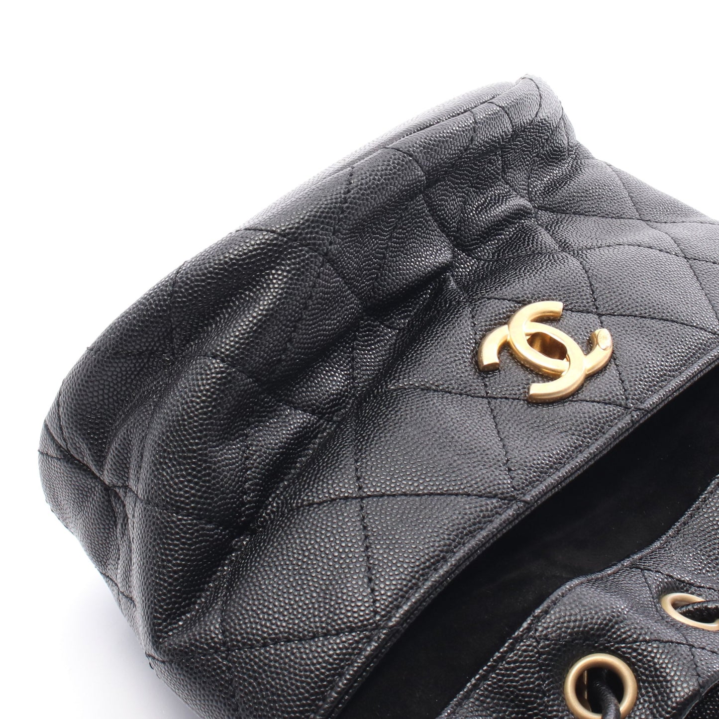 マトラッセ ミニバケット チェーンショルダーバッグ キャビアスキン ブラック ゴールド金具 2WAY シャネル バッグ CHANEL