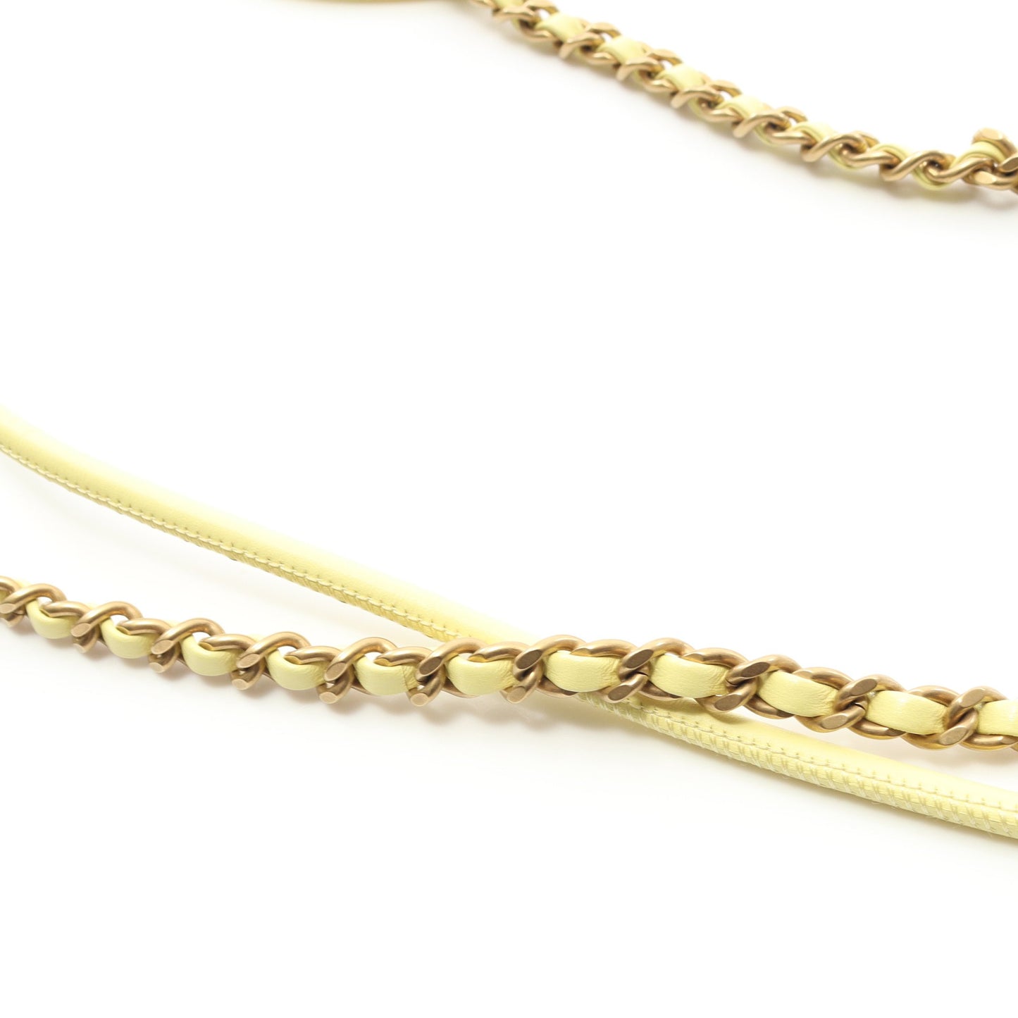 CHANEL 22 ミニ チェーンショルダーバッグ レザー ライトイエロー ゴールド金具 シャネル バッグ CHANEL