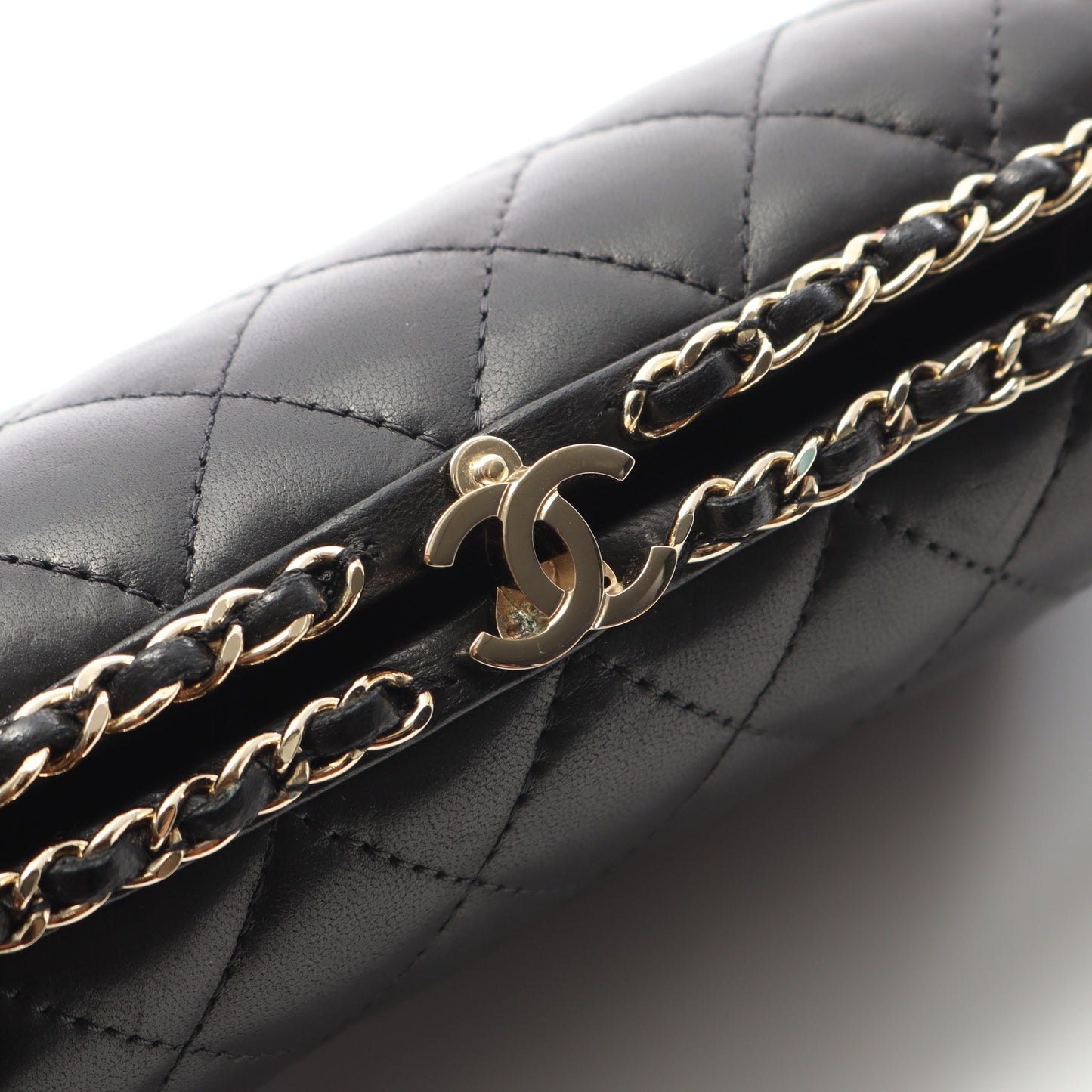 マトラッセ チェーンショルダーバッグ ラムスキン ブラック ゴールド金具 シャネル バッグ CHANEL