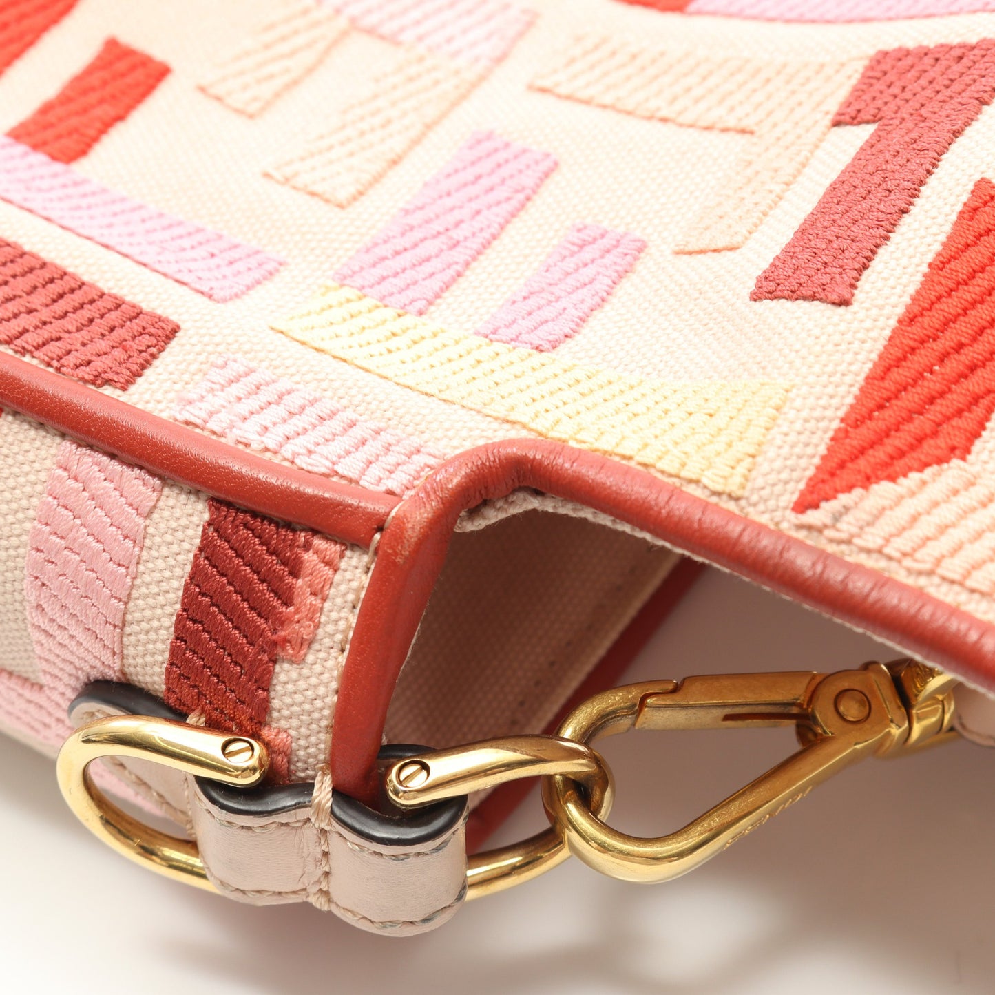 マンマバケット ズッカ ハンドバッグ キャンバス レザー ライトベージュ レッドブラウン マルチカラー 2WAY フェンディ バッグ FENDI
