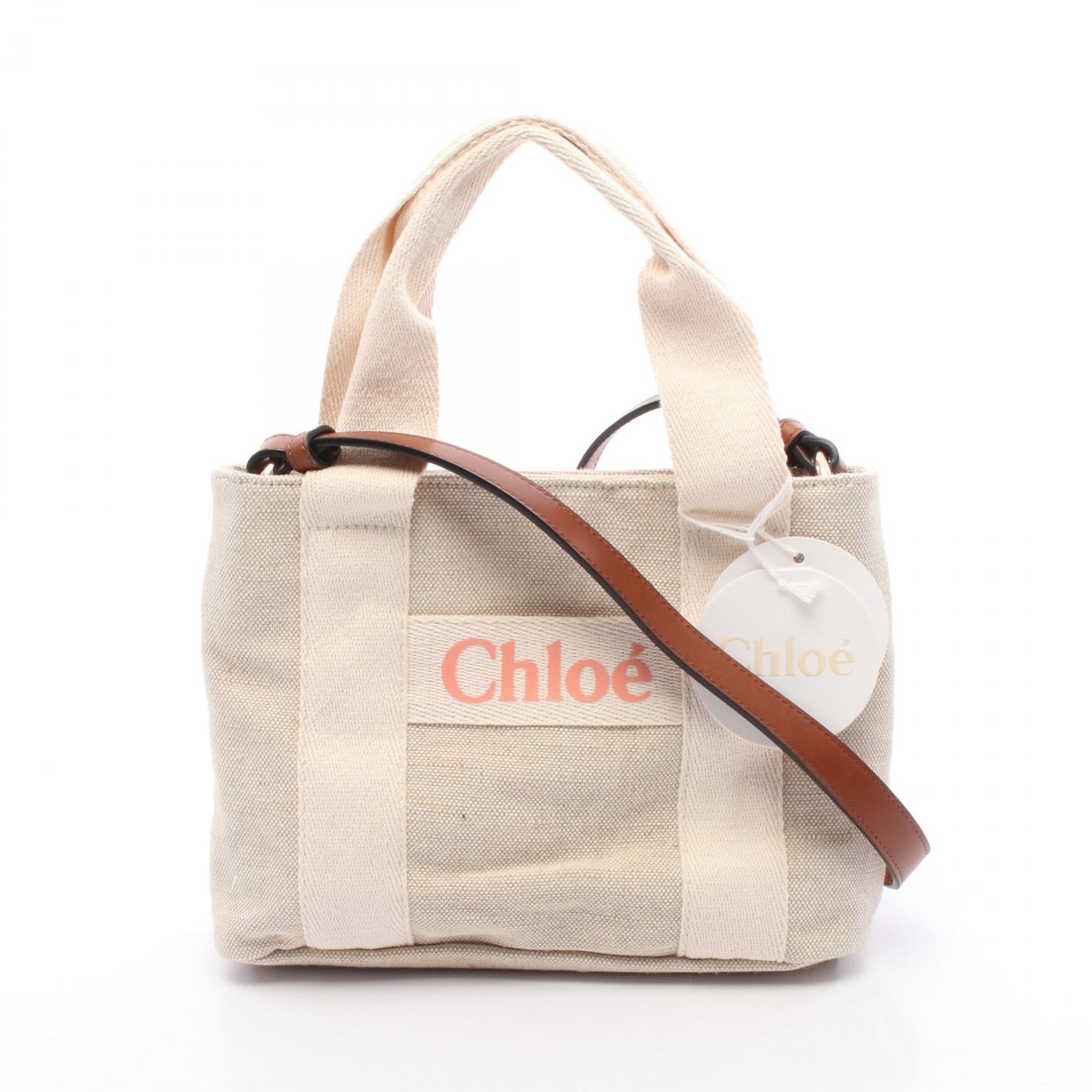 Chloé ロゴ入りベージュハンドバッグ