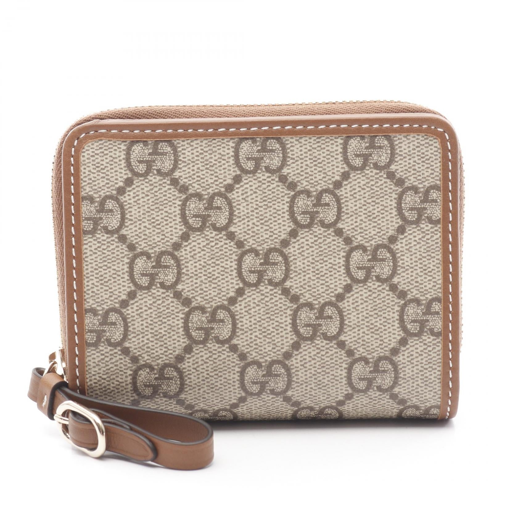 GGエンブレム ジップ ミニ ウォレット 二つ折り財布 レザー PVC