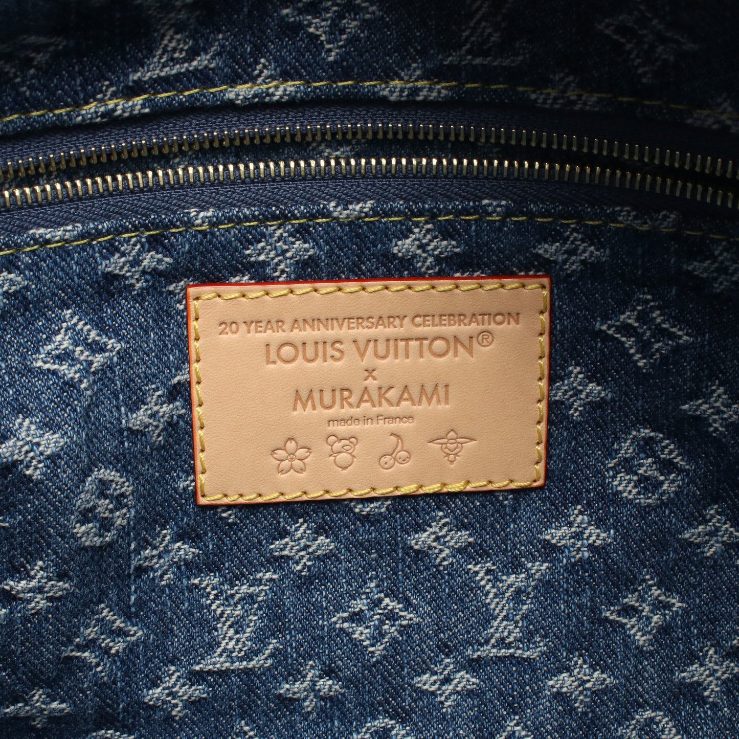 LOUIS VUITTON × 村上隆 ポシェット コスメティック モノグラムチェリーデニム コスメポーチ デニム レザー ブルー マルチカラー ルイヴィトン 財布・小物 LOUIS VUITTON