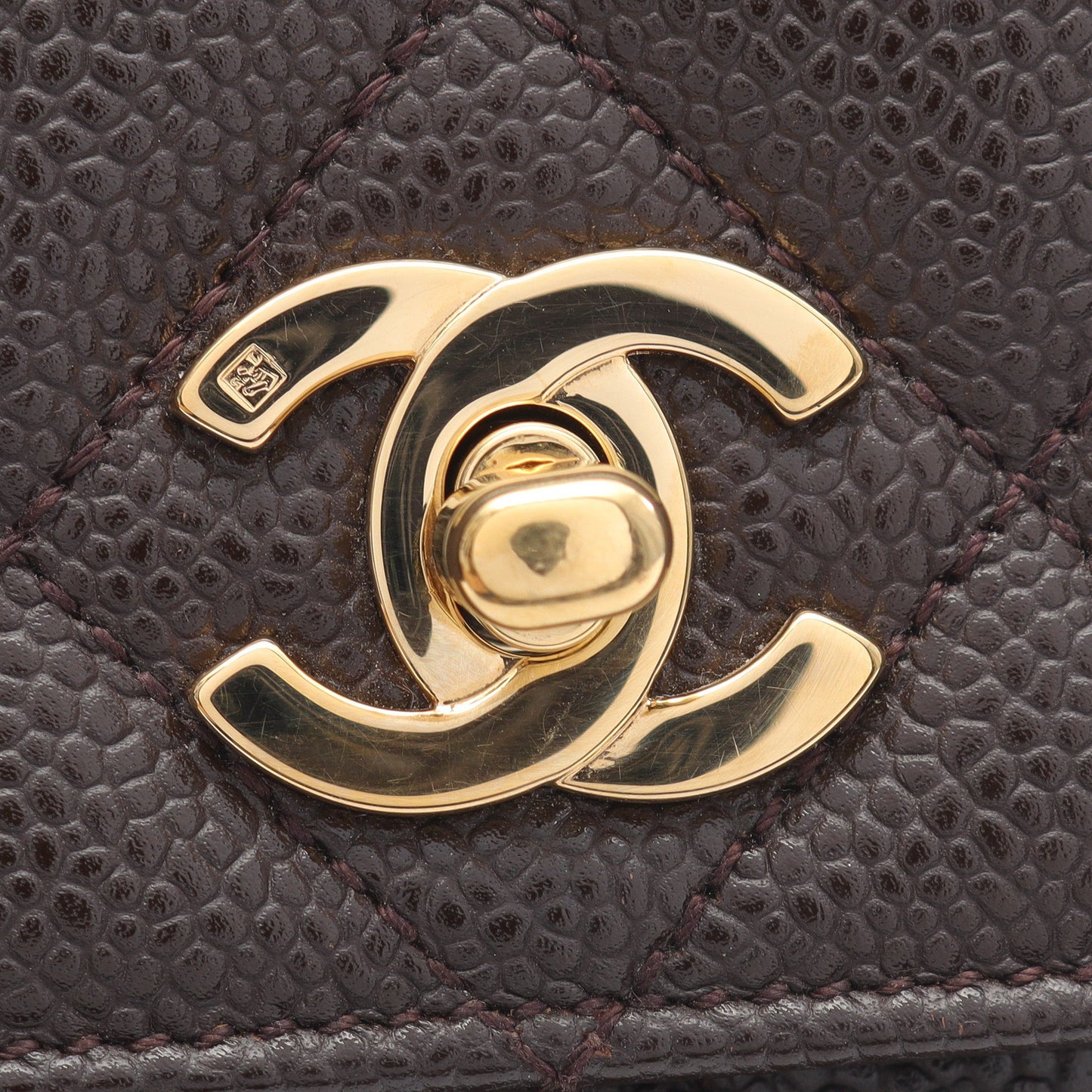 マトラッセ ハンドバッグ キャビアスキン ブラウン ゴールド金具 シャネル バッグ CHANEL