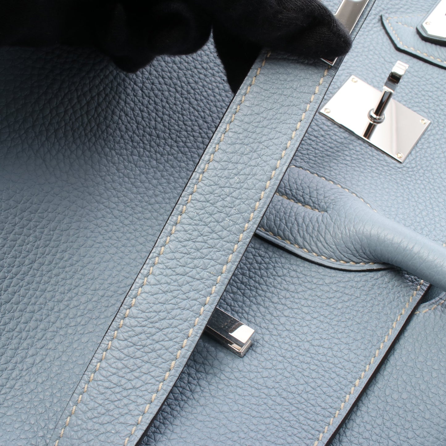 ショルダーバーキン ブルーラン ショルダーバッグ トゴ ライトブルー シルバー金具 □Q刻印 エルメス バッグ HERMES