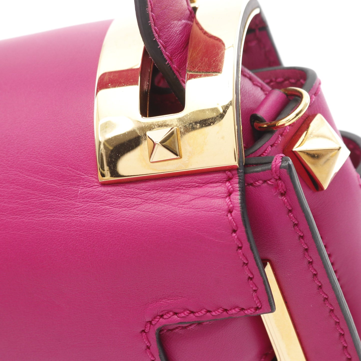 ハンドバッグ レザー ピンクパープル ロックスタッズ 2WAY ヴァレンティノ バッグ VALENTINO