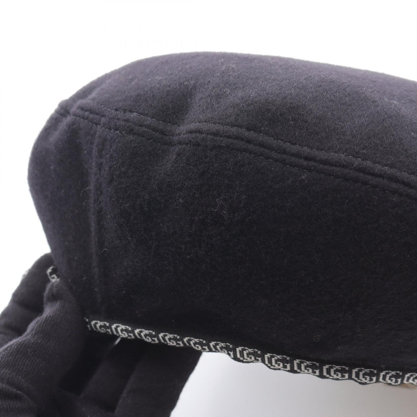 ダブルG ベレー帽 帽子 ウール ブラック リボン グッチ 財布・小物 GUCCI