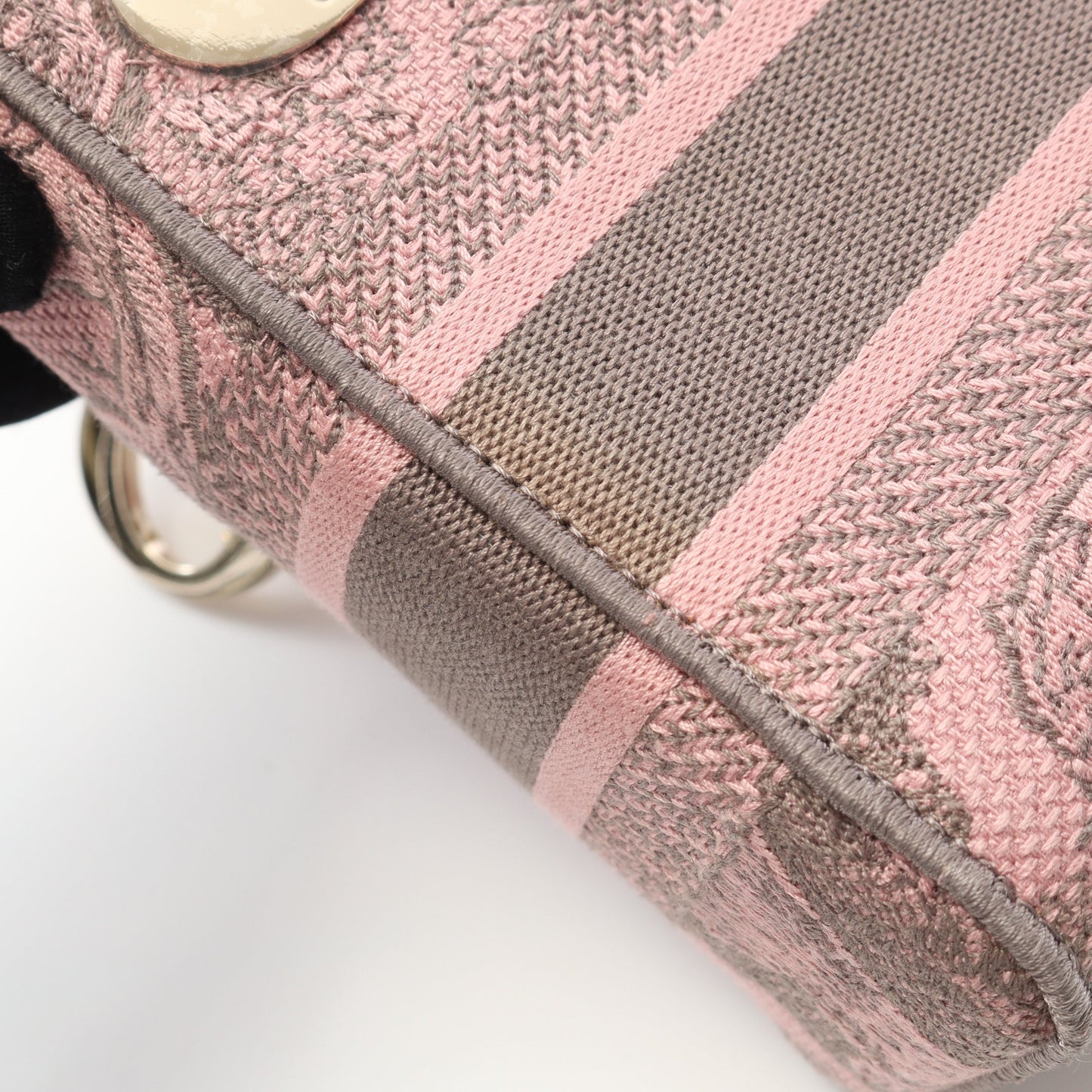 LADY D-LITE スモール ハンドバッグ キャンバス ピンク グレー 2WAY クリスチャンディオール バッグ Christian Dior