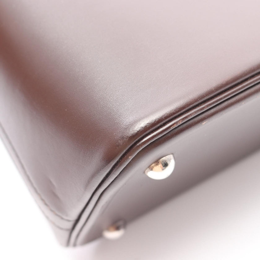 ボリード35 ハンドバッグ ボックスカーフ ダークブラウン シルバー 2WAY □J刻印 エルメス バッグ HERMES