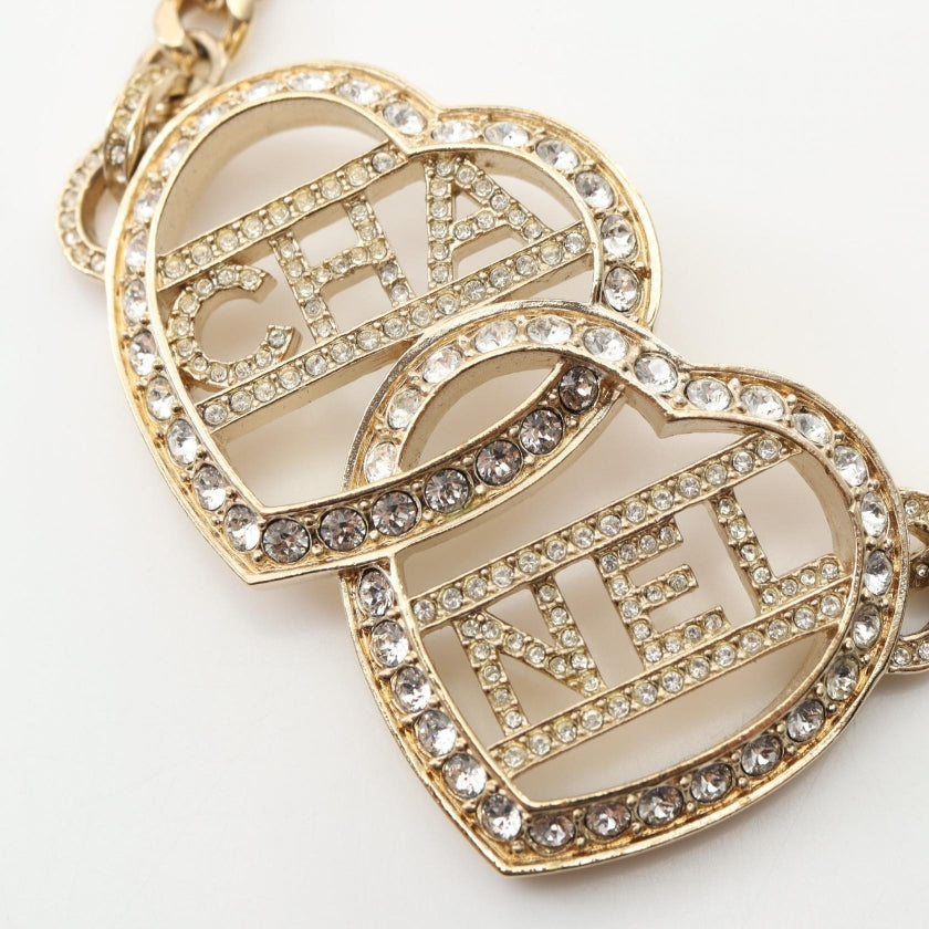 チョーカー ハート ロゴ GP ラインストーン ゴールド クリア F23B シャネル アクセサリー CHANEL