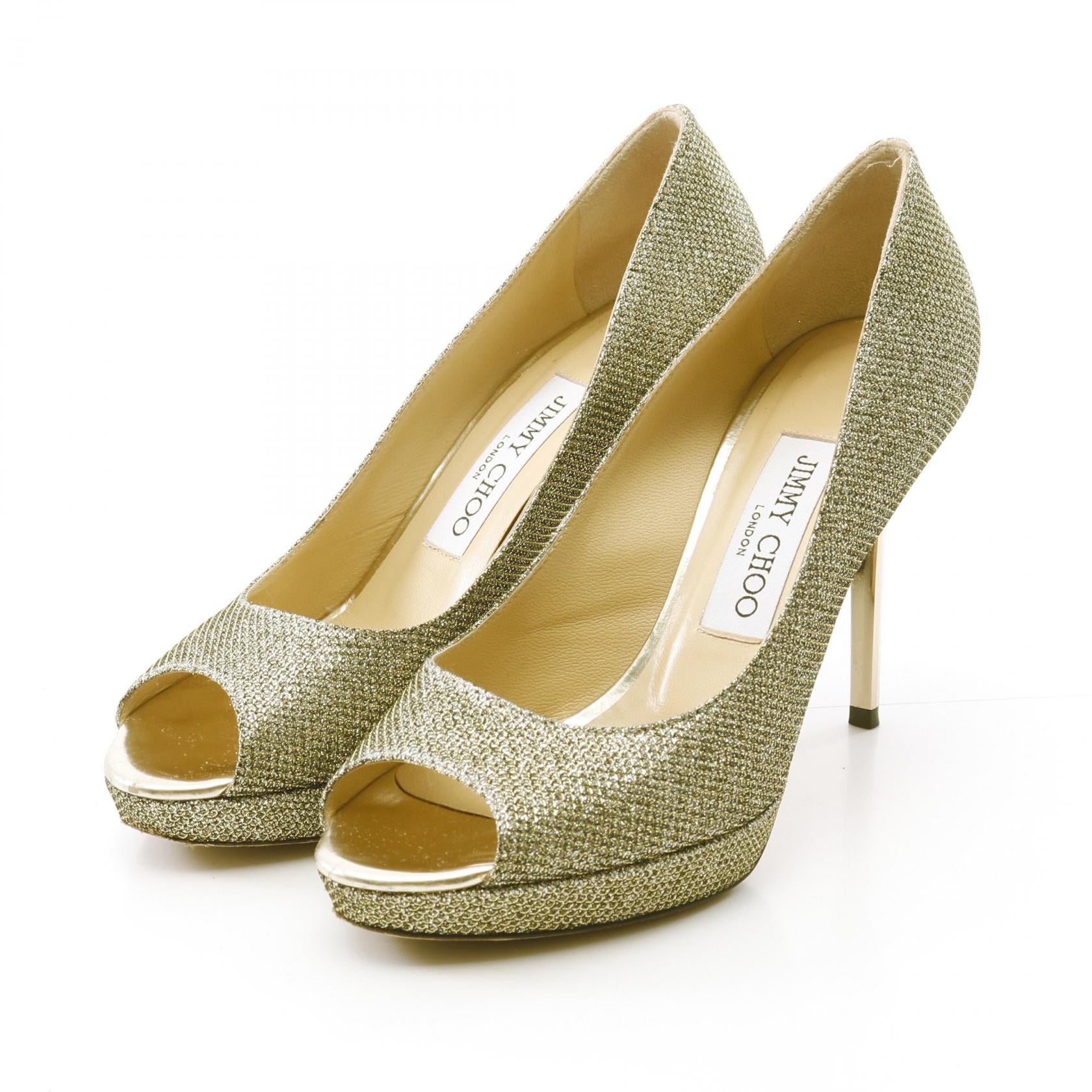 オープントゥ パンプス レザー ゴールド ジミーチュウ – RECLO