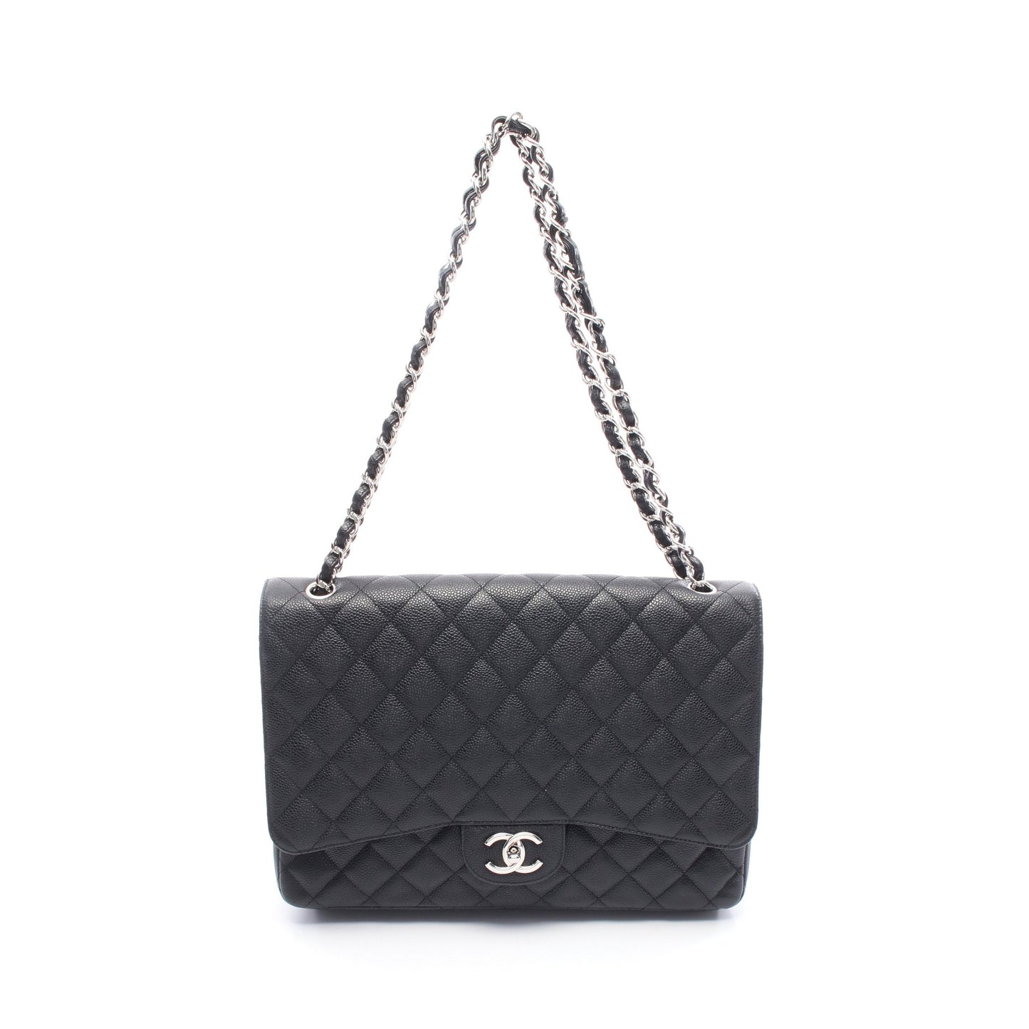 デカマトラッセ34 Wチェーンショルダーバッグ キャビアスキン ブラック シルバー金具 シャネル バッグ CHANEL
