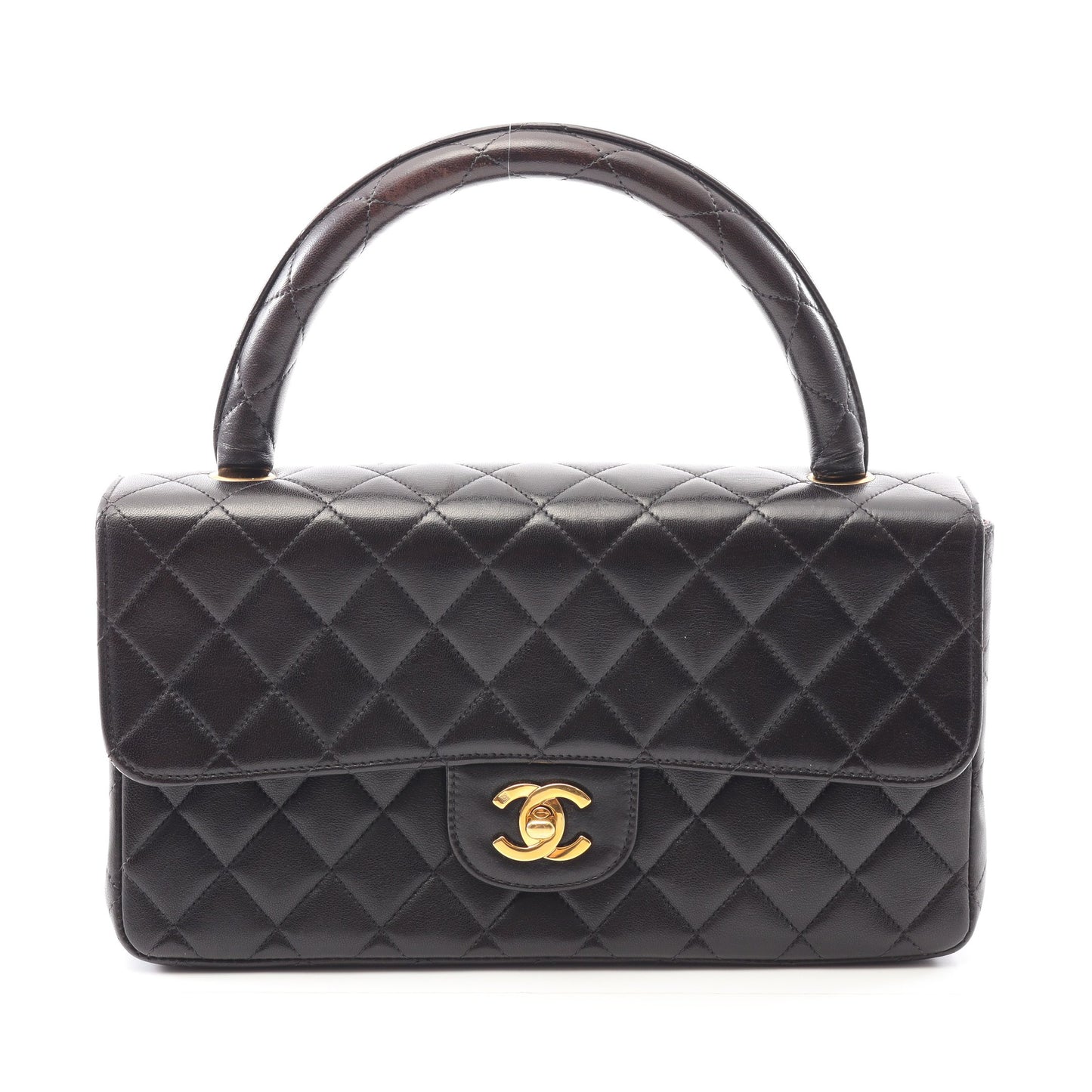 親子バッグ マトラッセ ハンドバッグ ラムスキン ブラック ゴールド金具 ヴィンテージ シャネル バッグ CHANEL