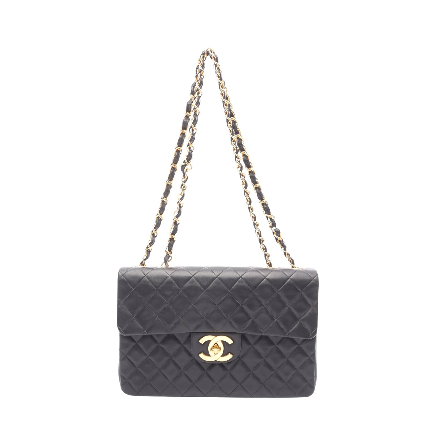 デカマトラッセ34 Wチェーンショルダーバッグ ラムスキン ブラック ゴールド金具 シャネル バッグ CHANEL