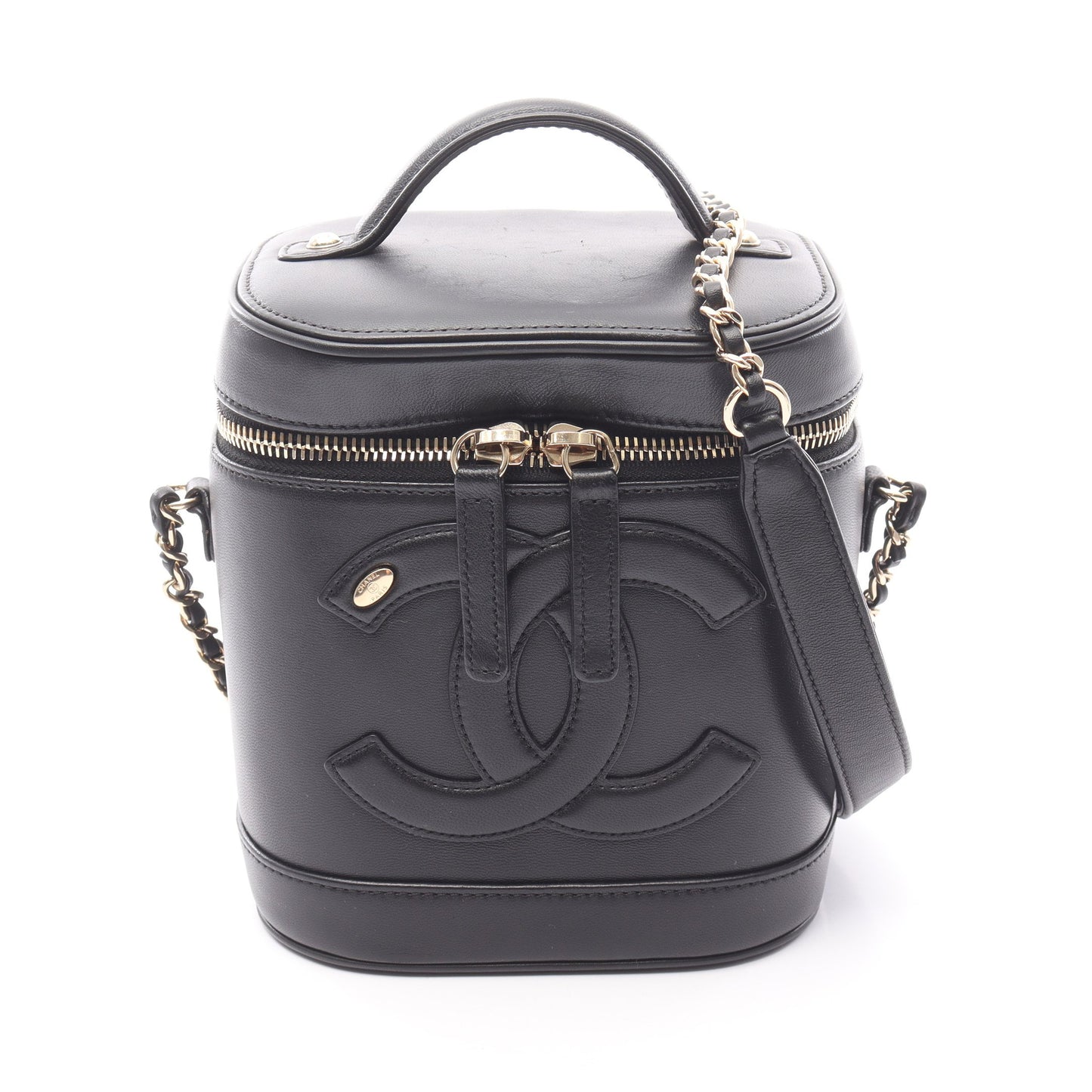 ココマーク チェーンショルダーバッグ バニティバッグ ラムスキン ブラック ゴールド金具 2WAY シャネル バッグ CHANEL