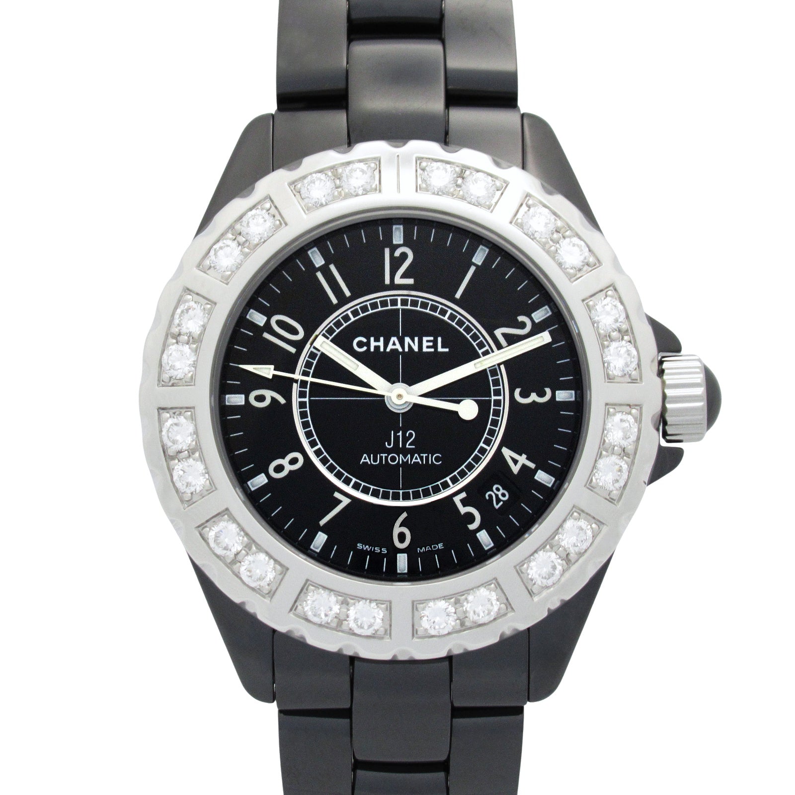 J12 ダイヤベゼル メンズ 腕時計 自動巻き セラミック ダイヤモンド