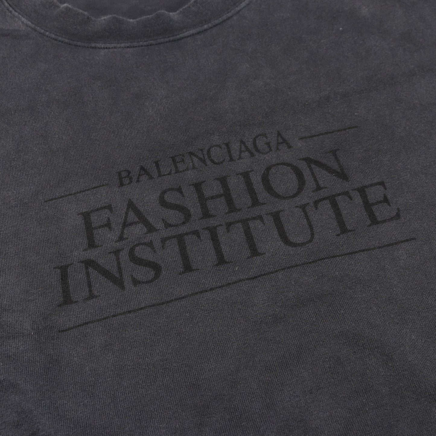FASHION INSTITUTE Tシャツ クルーネック コットン ダークグレー バレンシアガ トップス BALENCIAGA