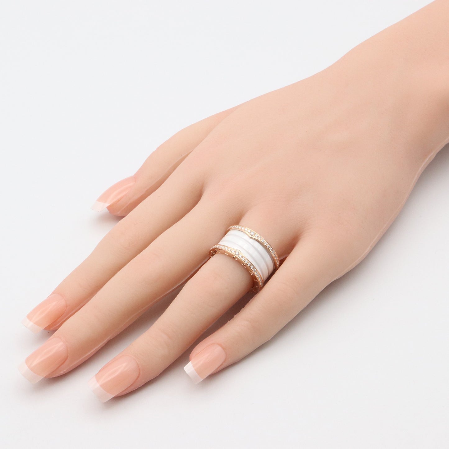 B-zero1 リング セラミック 3バンド リング 指輪 K18PG(ピンクゴールド) セラミック ダイヤモンド クリア ブルガリ アクセサリー BVLGARI