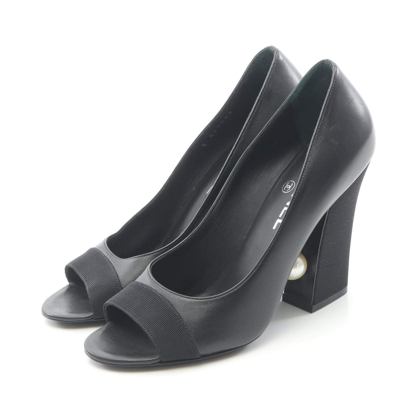 CHANEL シャネル パンプス オープントゥ ココマーク 黒 36C CHANEL シャネル パンプス オープントゥ ココマーク 黒 36C