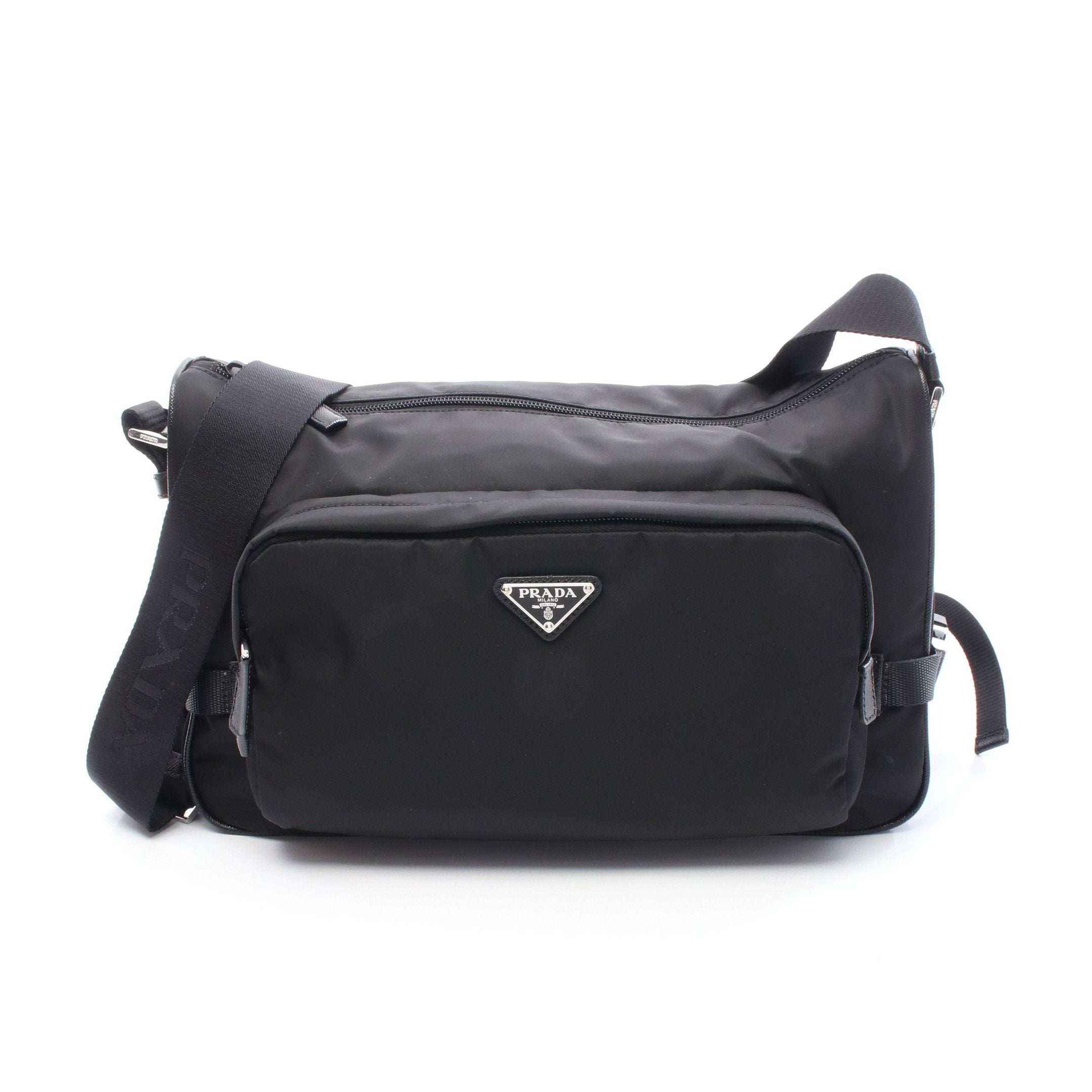 Re-Nylon ラージ ショルダーバッグ ナイロン サフィアーノレザー