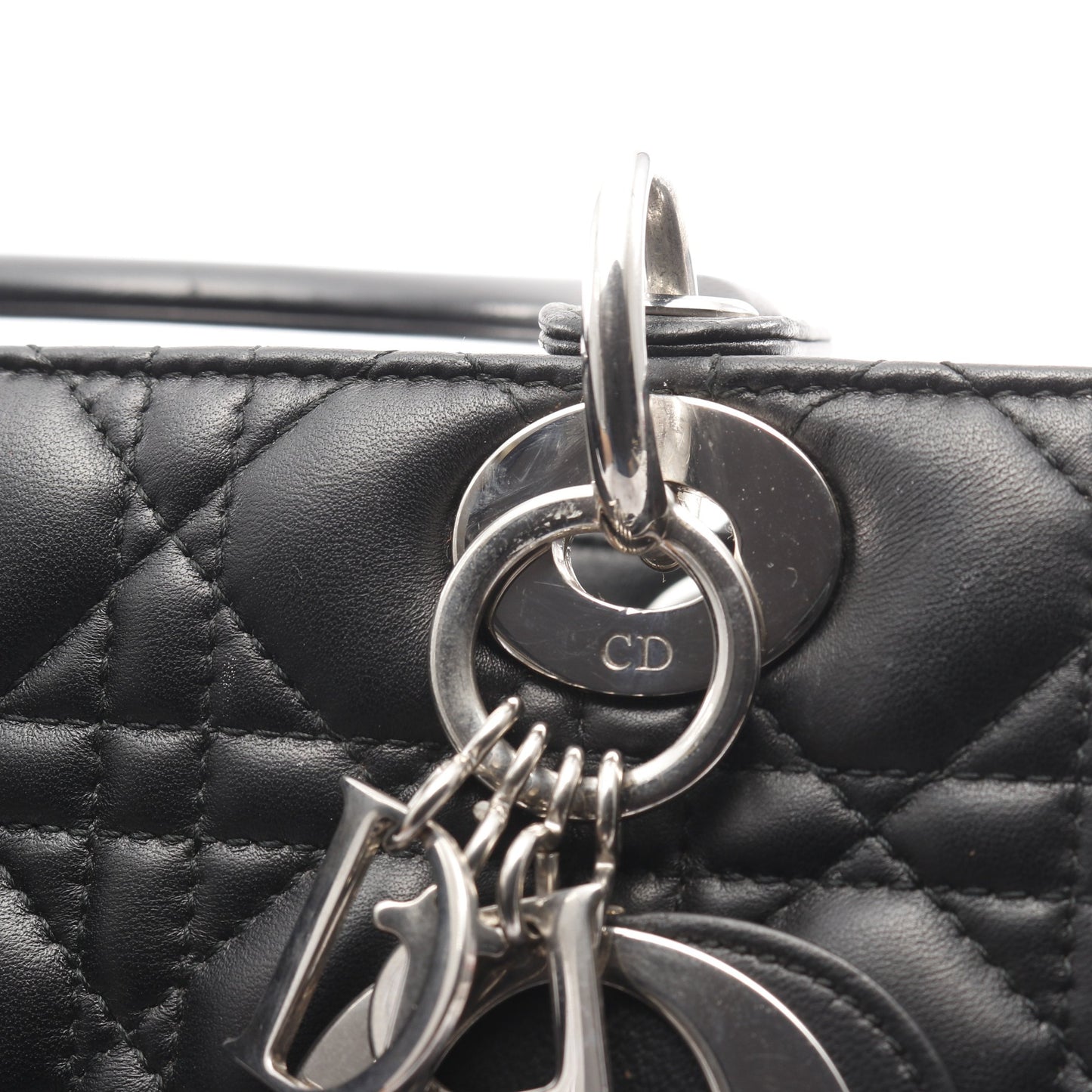 LADY DIOR レディディオール カナージュ ハンドバッグ レザー ブラック 2WAY クリスチャンディオール バッグ Christian Dior