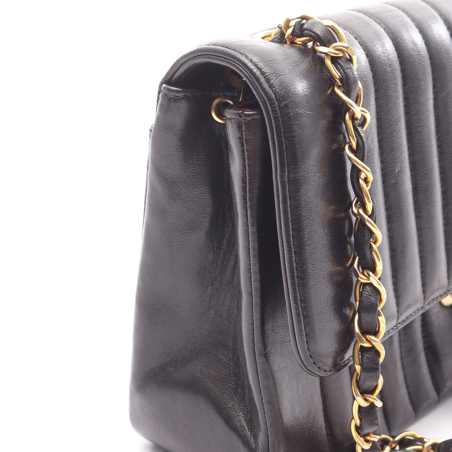 マドモアゼル チェーンショルダーバッグ ラムスキン ブラック ゴールド金具 シャネル バッグ CHANEL