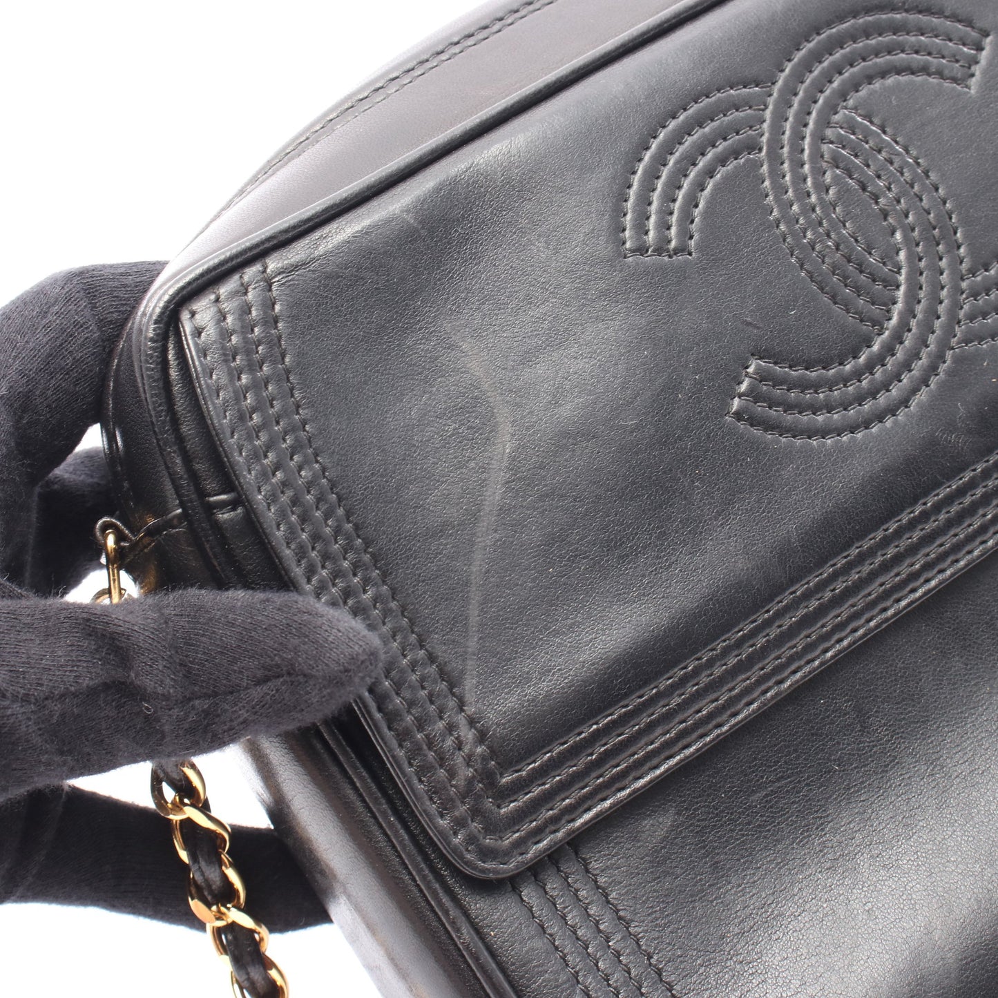 ココマーク チェーンショルダーバッグ ラムスキン ブラック ゴールド金具 シャネル バッグ CHANEL