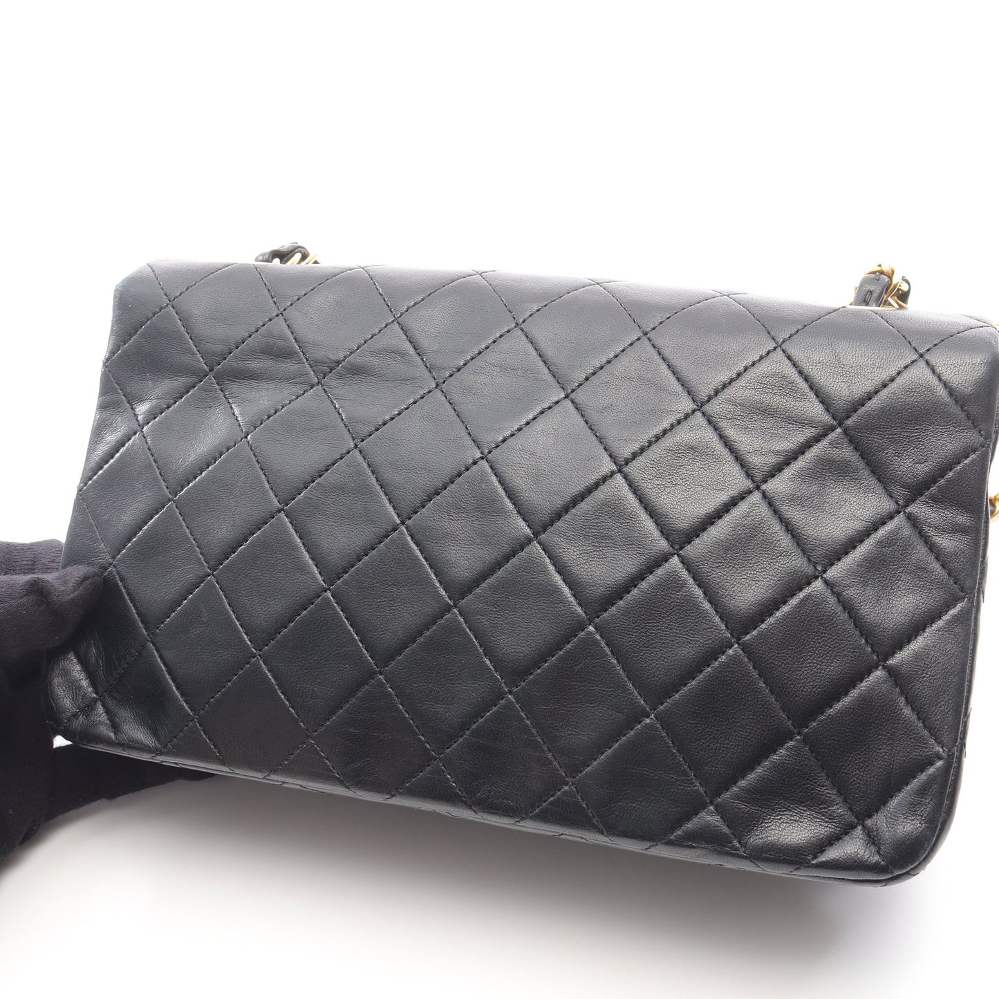マトラッセ フルフラップ チェーンショルダーバッグ ラムスキン ブラック ゴールド金具 シャネル バッグ CHANEL