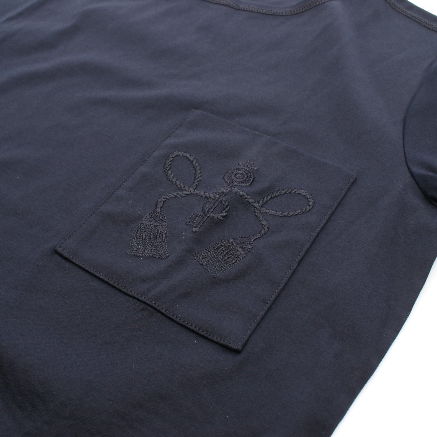 Tシャツ クルーネック 半袖 コットン ネイビー エルメス トップス HERMES