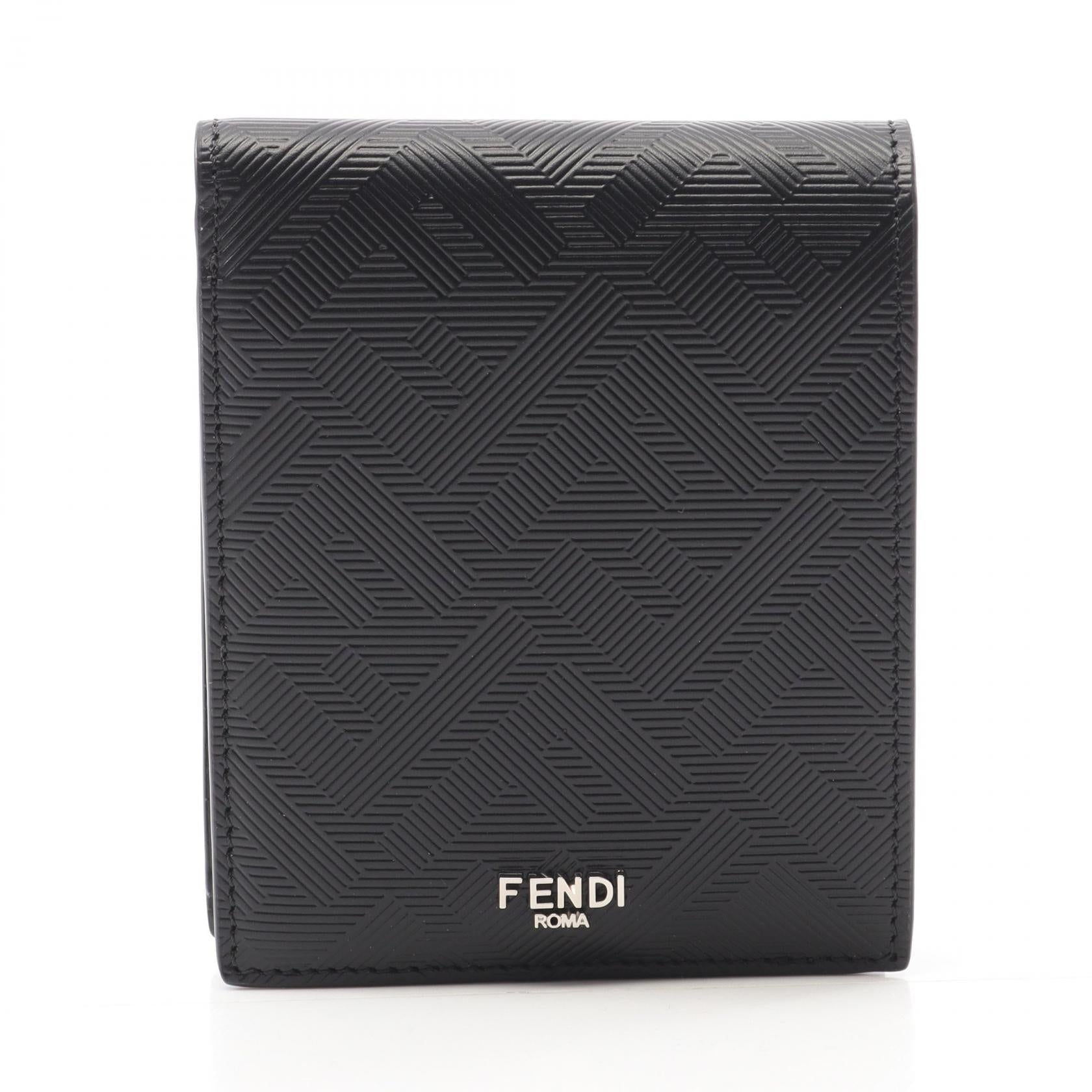 FENDI フェンディ ズッキーノ 二つ折り財布 ズッカ柄 Wホック プレート