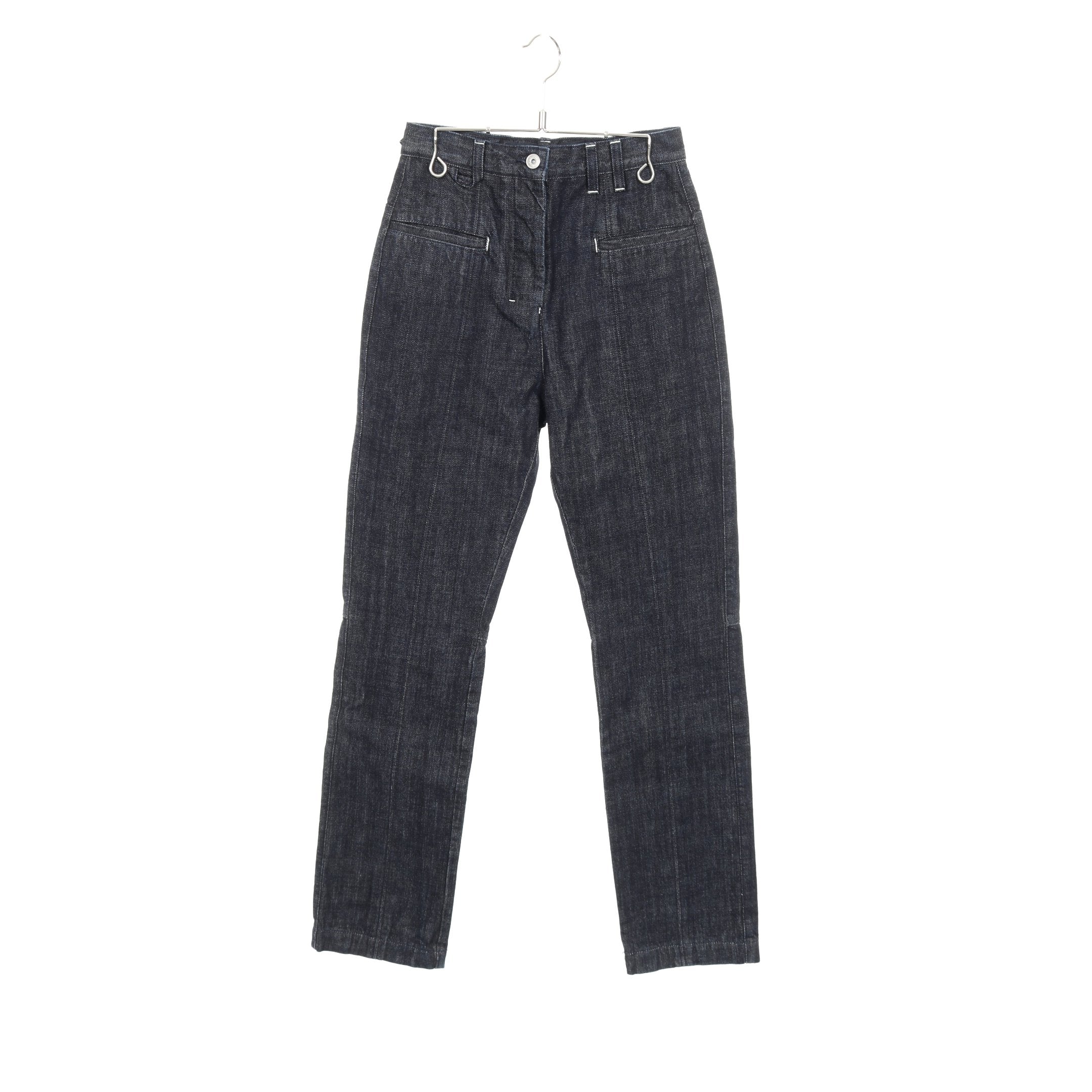 ジャックムス JACQUEMUS ハイウエスト デニムパンツ 衣料品 ボトムス コットン レディース ネイビー系 【中古】 ハイウエスト デニムパンツ コットン インディゴブルー ボタンフライ