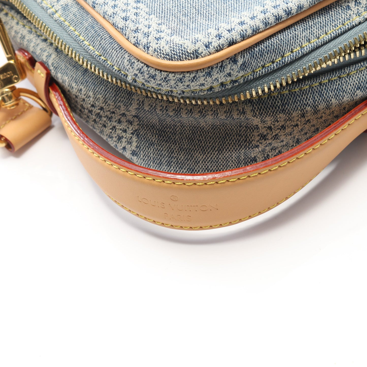 チェス メッセンジャー ダミエデニム3D ハンドバッグ デニム レザー ブルー 2WAY バッグ LOUIS VUITTON