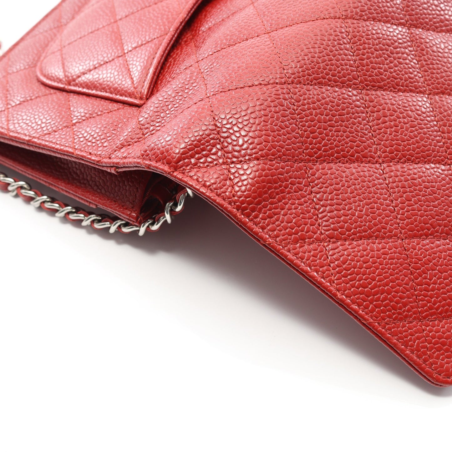 マトラッセ チェーンウォレット キャビアスキン レッド シルバー金具 シャネル バッグ CHANEL