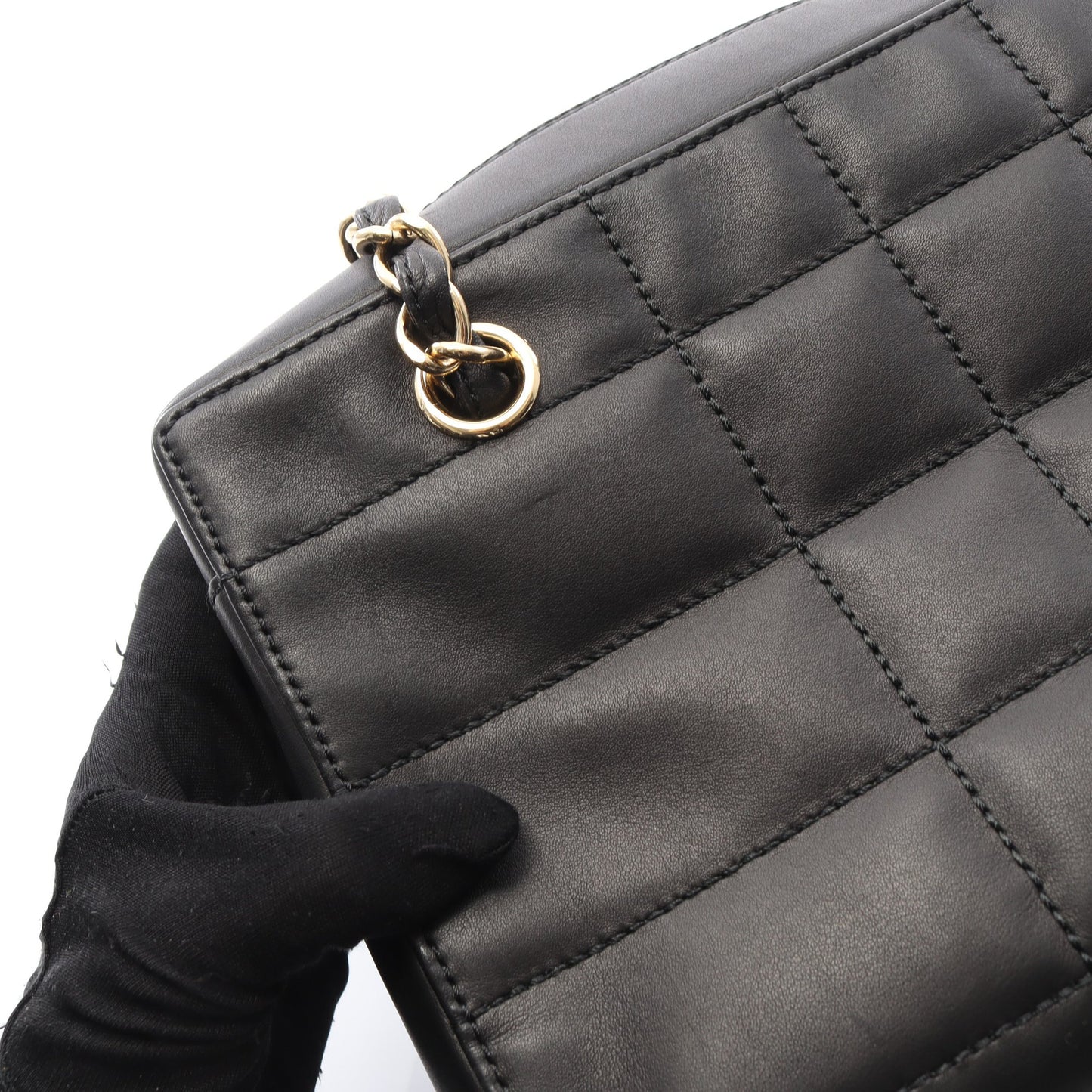 チョコバー チェーンショルダーバッグ レザー ブラック ゴールド金具 シャネル バッグ CHANEL