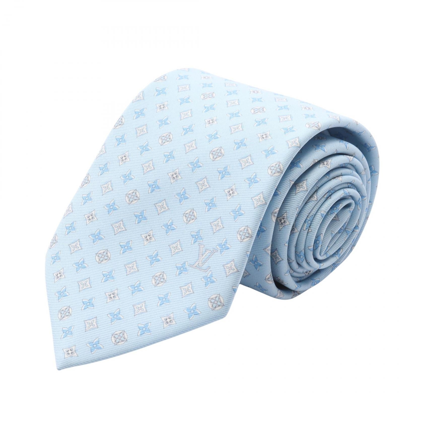 LOUIS VUITTON モノグラムネクタイ ライトブルー モノグラム ネクタイ 総柄 シルク ライトブルー ルイヴィトン – RECLO