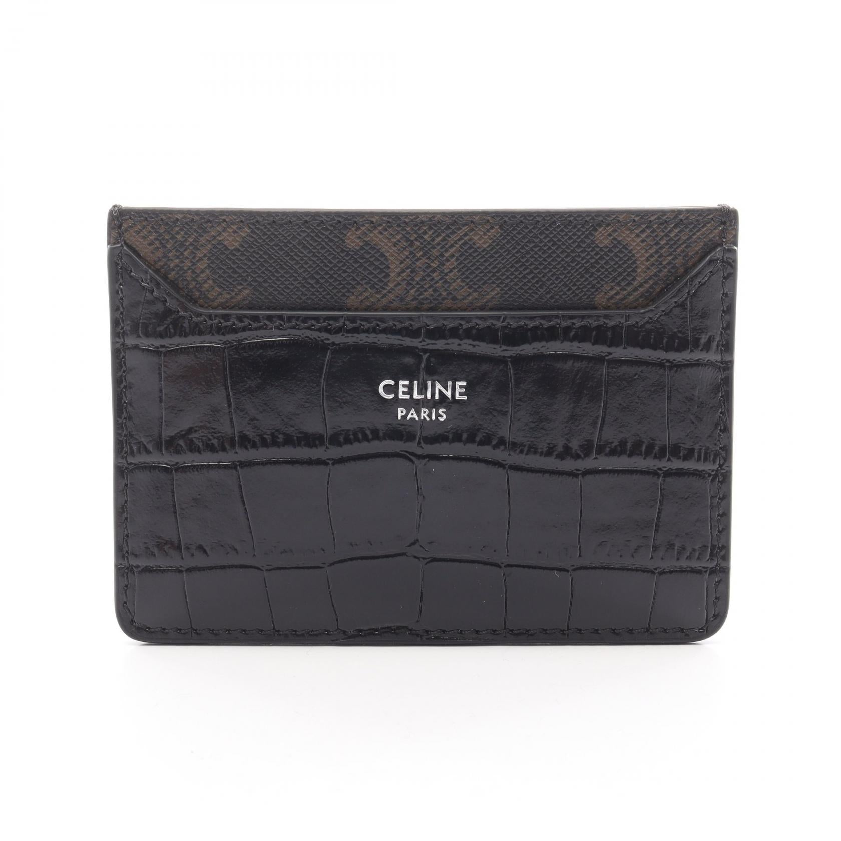 CELINE ブラック レザー カードケース