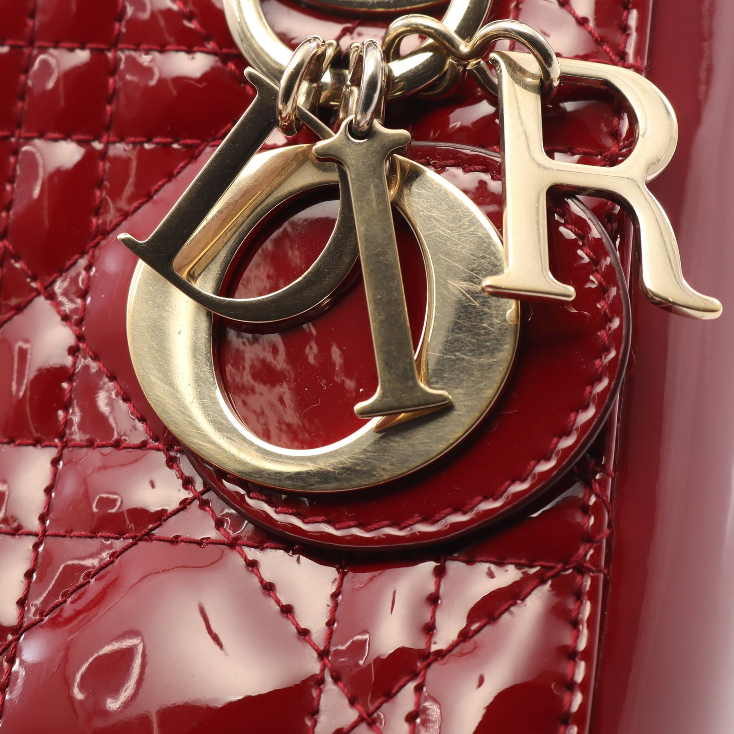 レディディオール ミニ カナージュ ハンドバッグ エナメルレザー レッド 2WAY クリスチャンディオール バッグ Christian Dior
