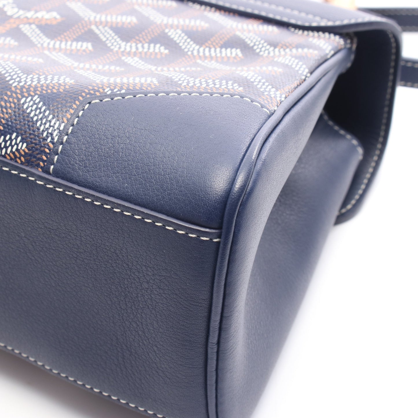 サイゴン ミニ ソフトバッグ ハンドバッグ コーティングキャンバス レザー ネイビー ホワイト ブラウン バッグ GOYARD