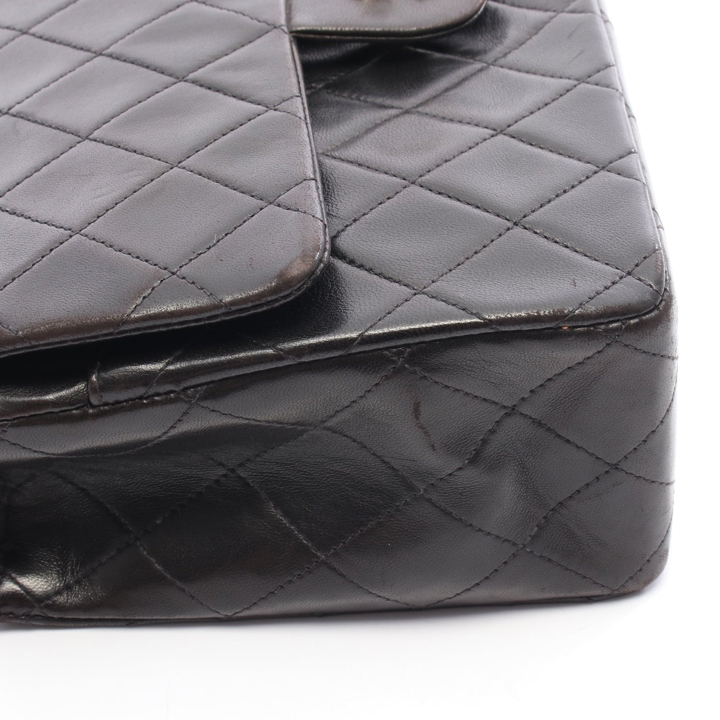 マトラッセ Wフラップ Wチェーンショルダーバッグ ラムスキン ブラック ゴールド金具 シャネル バッグ CHANEL