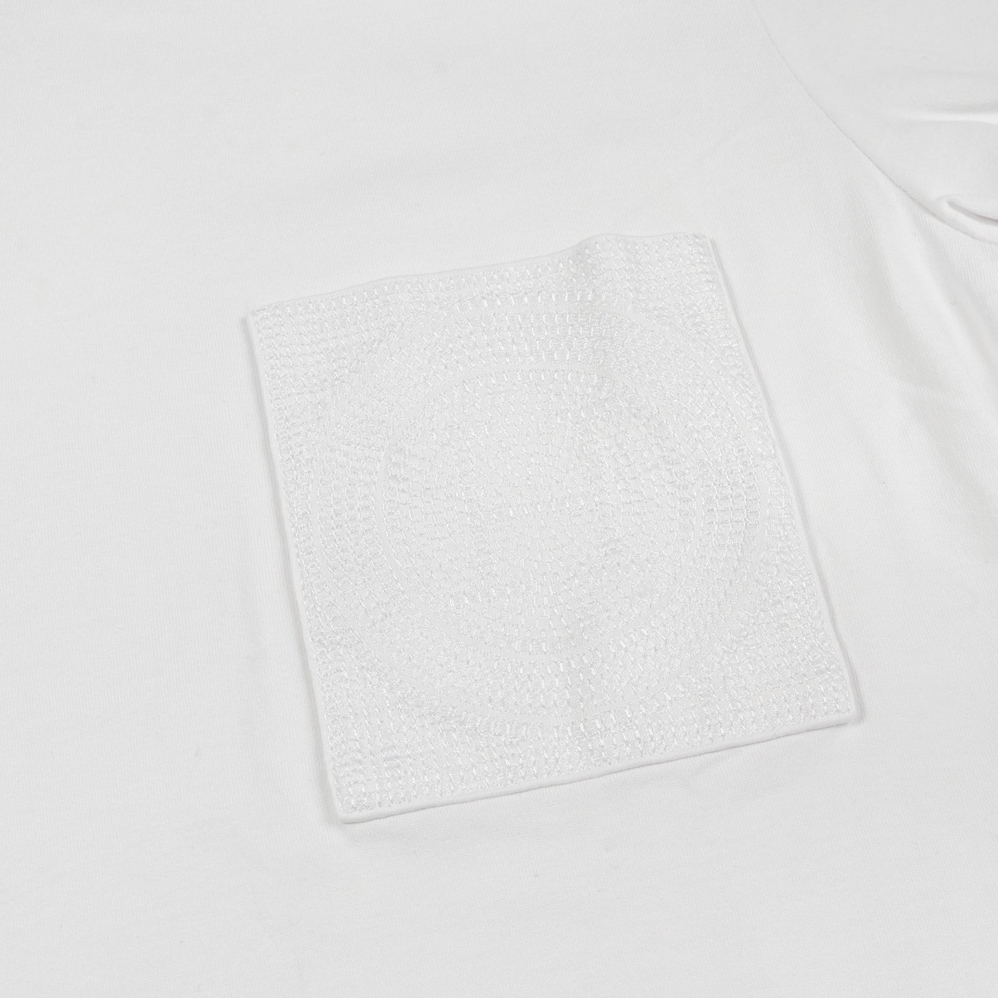 モザイク H刺繍 Tシャツ クルーネック 半袖 コットン ホワイト エルメス トップス HERMES