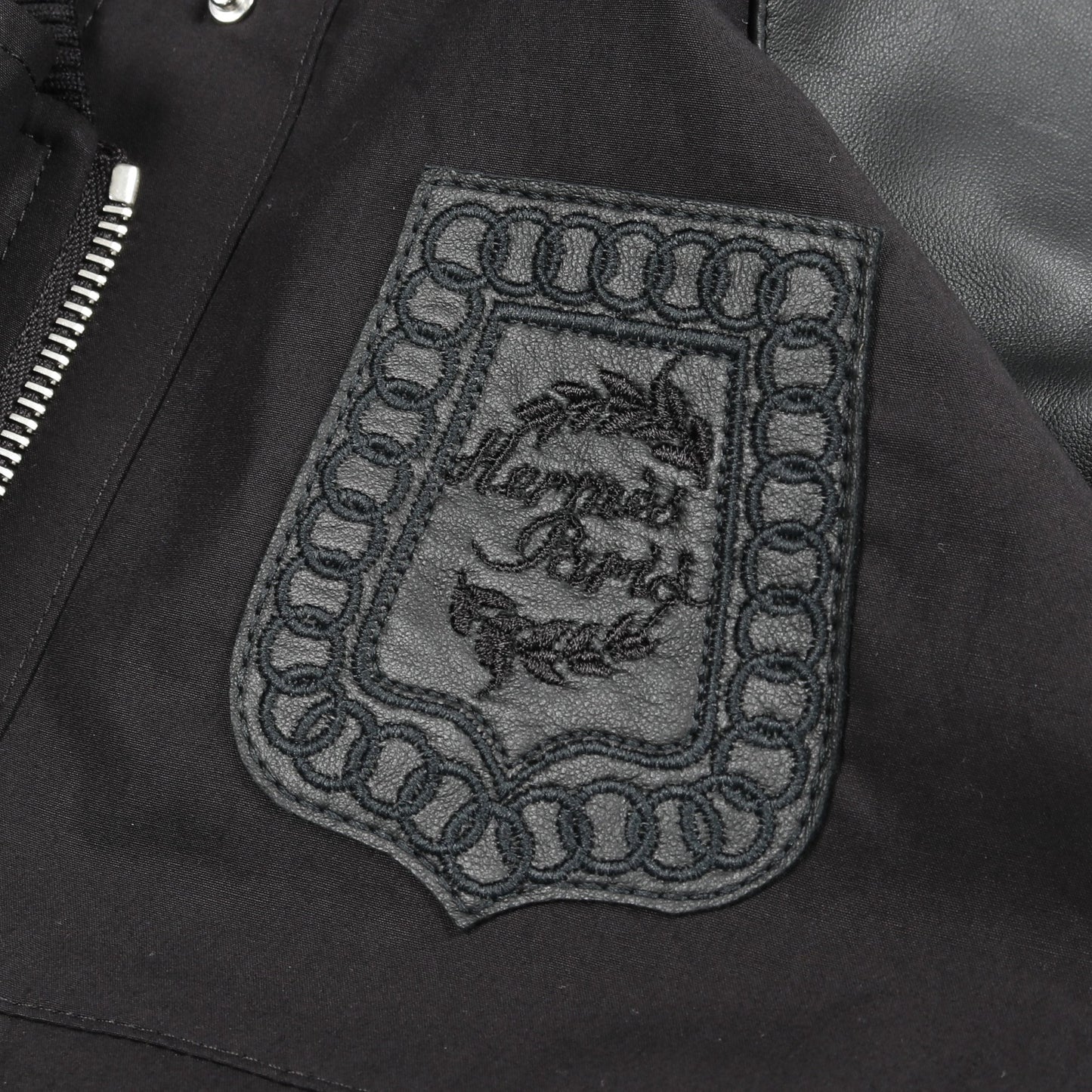 プレタ ブルゾン コットン レザー ブラック 切替え エルメス アウター HERMES